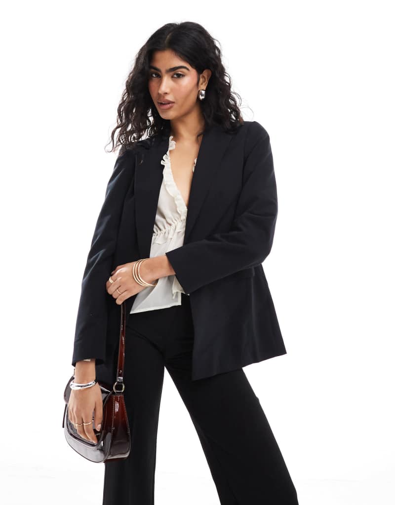 Miss Selfridge relaxed fit essential blazer in black Miss Selfridge