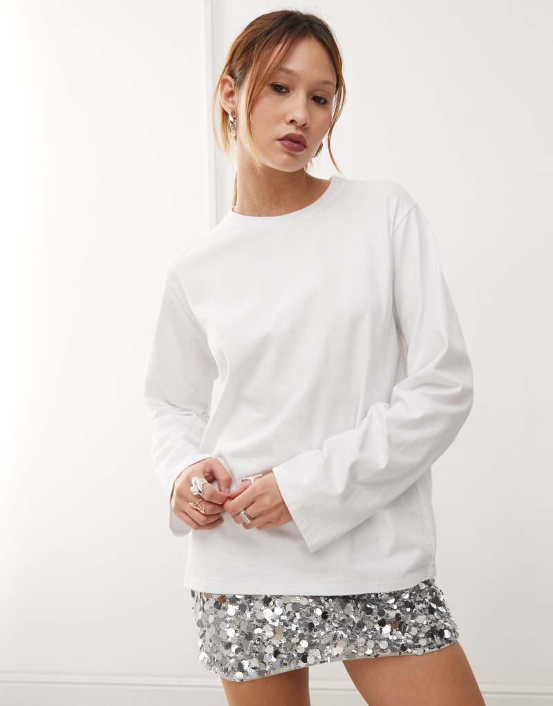 Motel oversized long sleeve t-shirt in white Motel