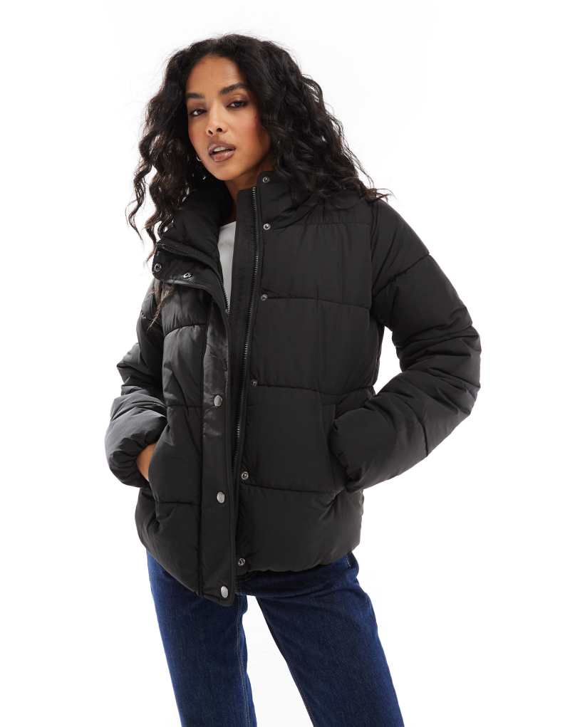 ONLY funnel neck padded jacket in black ONLY