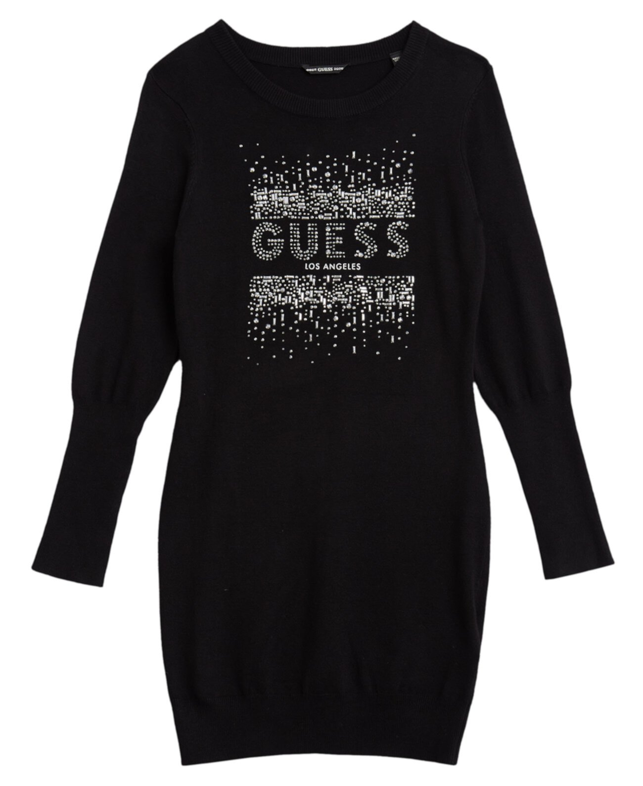 Big Girls Long Sleeve Rhinestone Logo Sweater Dress GUESS