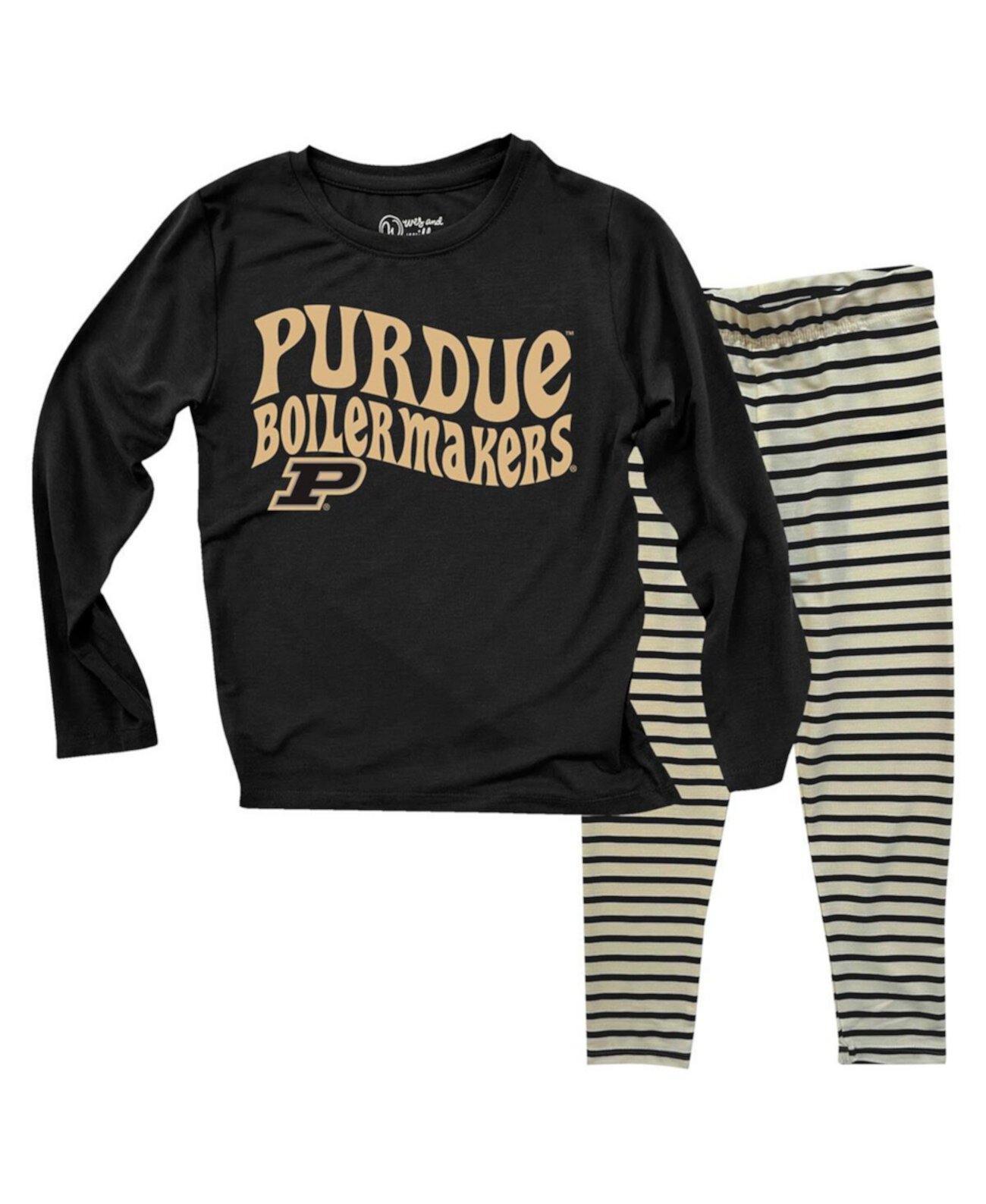 Комплект для малышей Purdue Boilermakers: футболка с длинным рукавом и леггинсы в полоску Wes & Willy