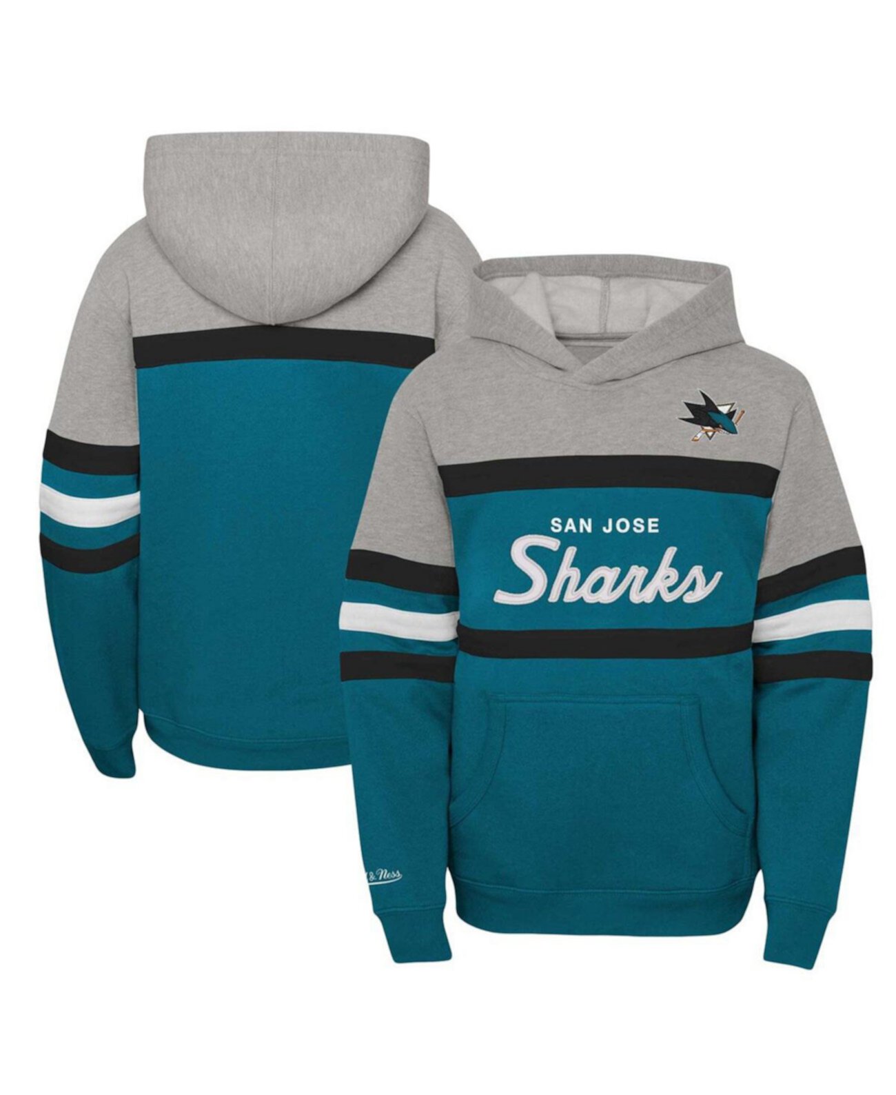 Худи для мальчиков и девочек San Jose Sharks Head Coach с флисовой подкладкой Mitchell & Ness