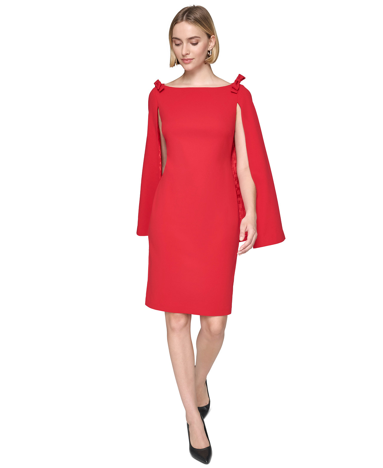 Women's Bow-Shoulder Cape Dress Karl Lagerfeld Paris