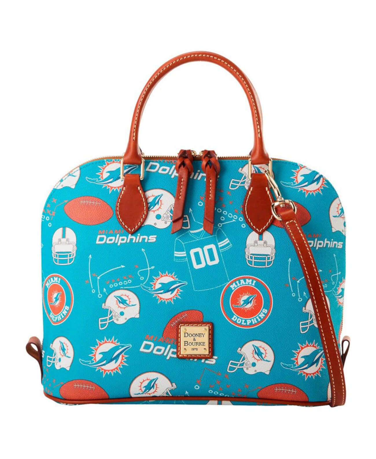 Сумка через плечо Miami Dolphins с замком и карманами из полиуретана Dooney & Bourke