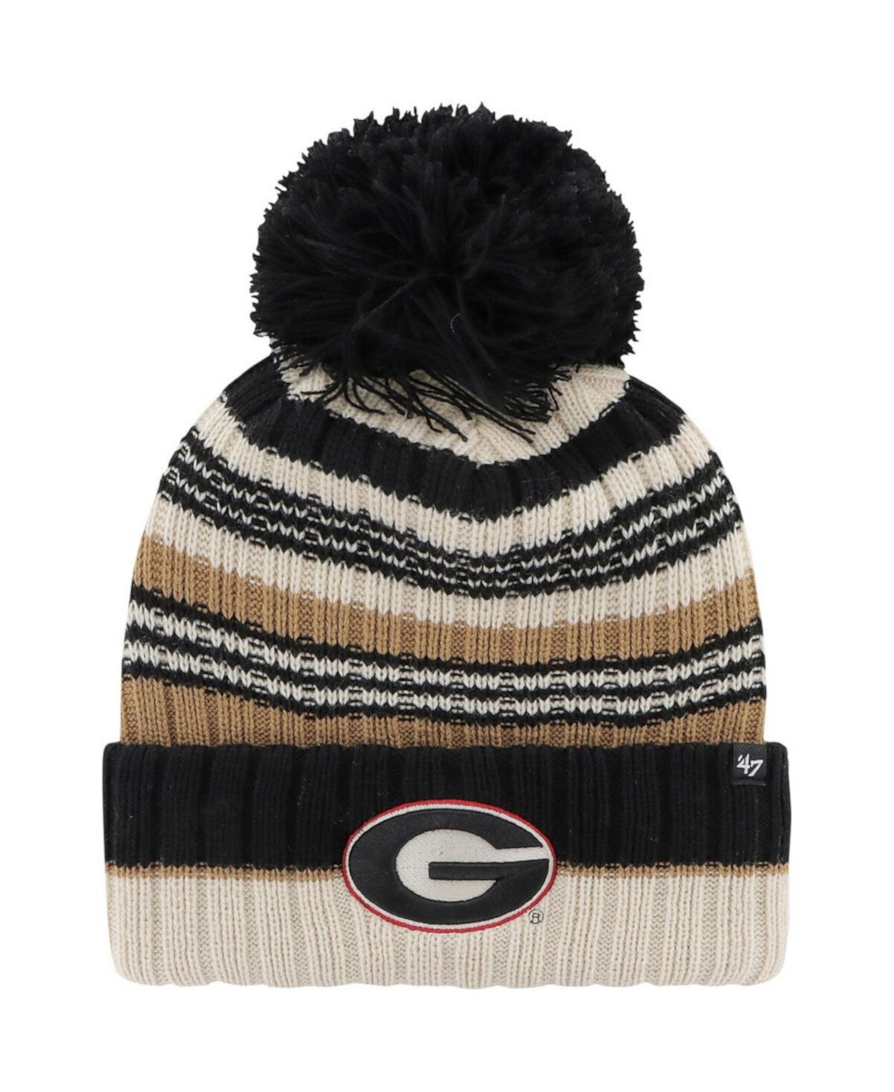 Women's Khaki Georgia Bulldogs Barista Cuffed Knit Hat with Pom '47 Brand