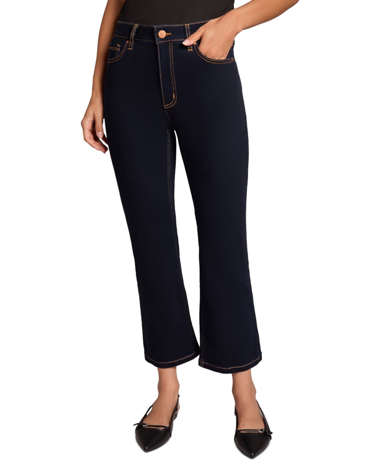 Petite High Rise Kick Flare Cropped Jeans Jones New York