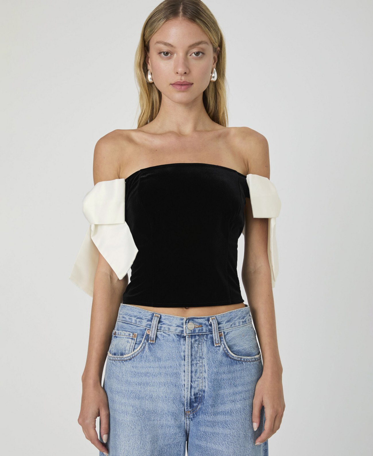 Women's Carey Velvet Bow-Sleeve Top French Connection