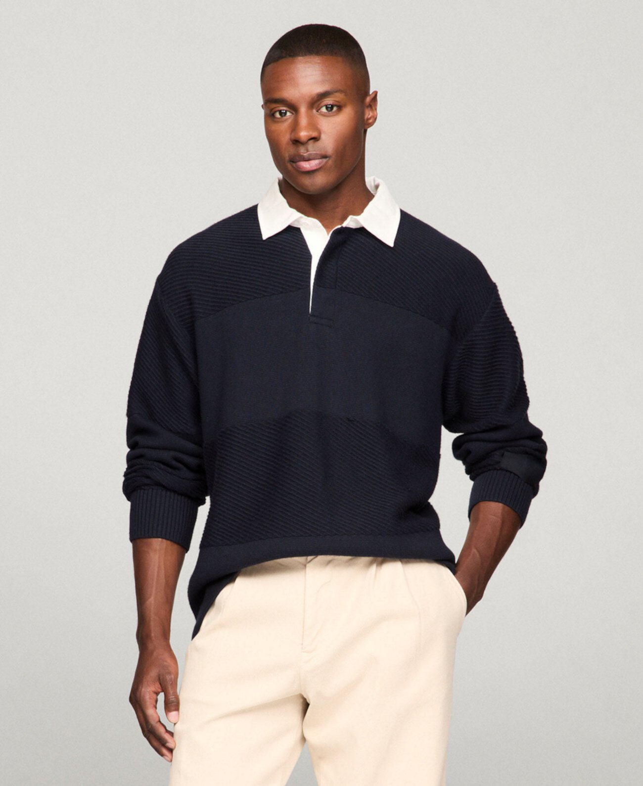 Men's Knit Stripe Rugby Polo Sweater Tommy Hilfiger