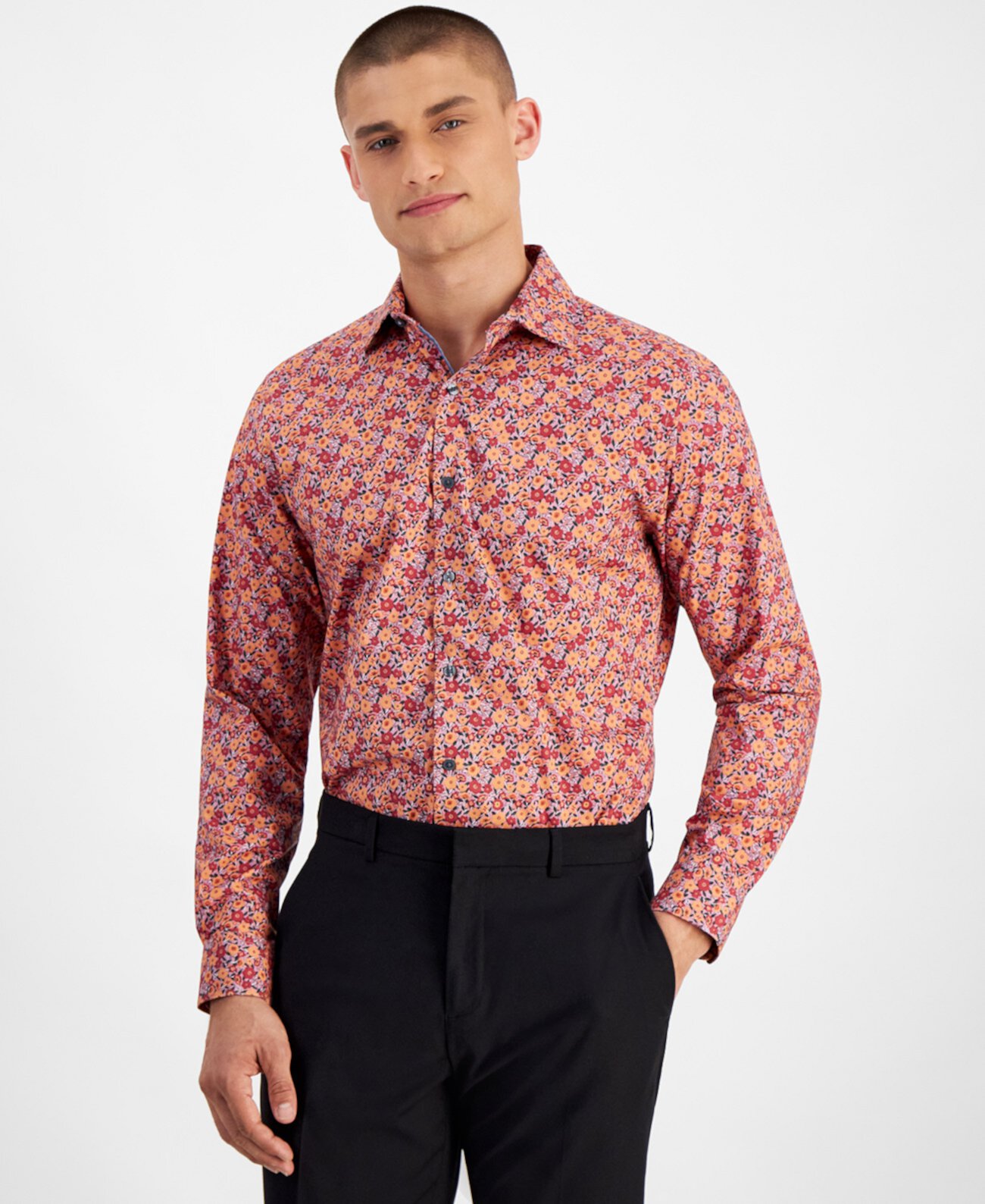 Men's Slim-Fit Perry Floral Dress Shirt, Created for Macy's Bar III