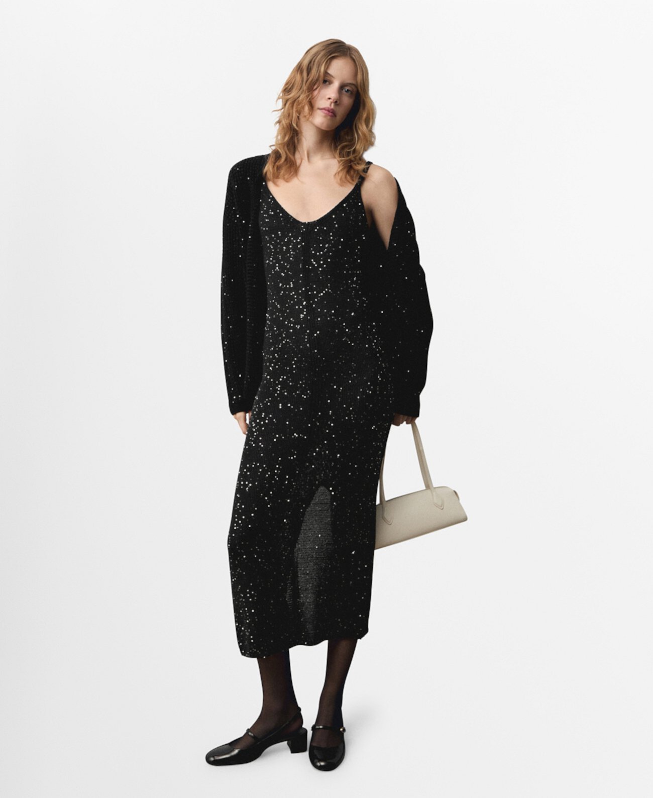 Women's Sequin Detail Knitted Dress Mango