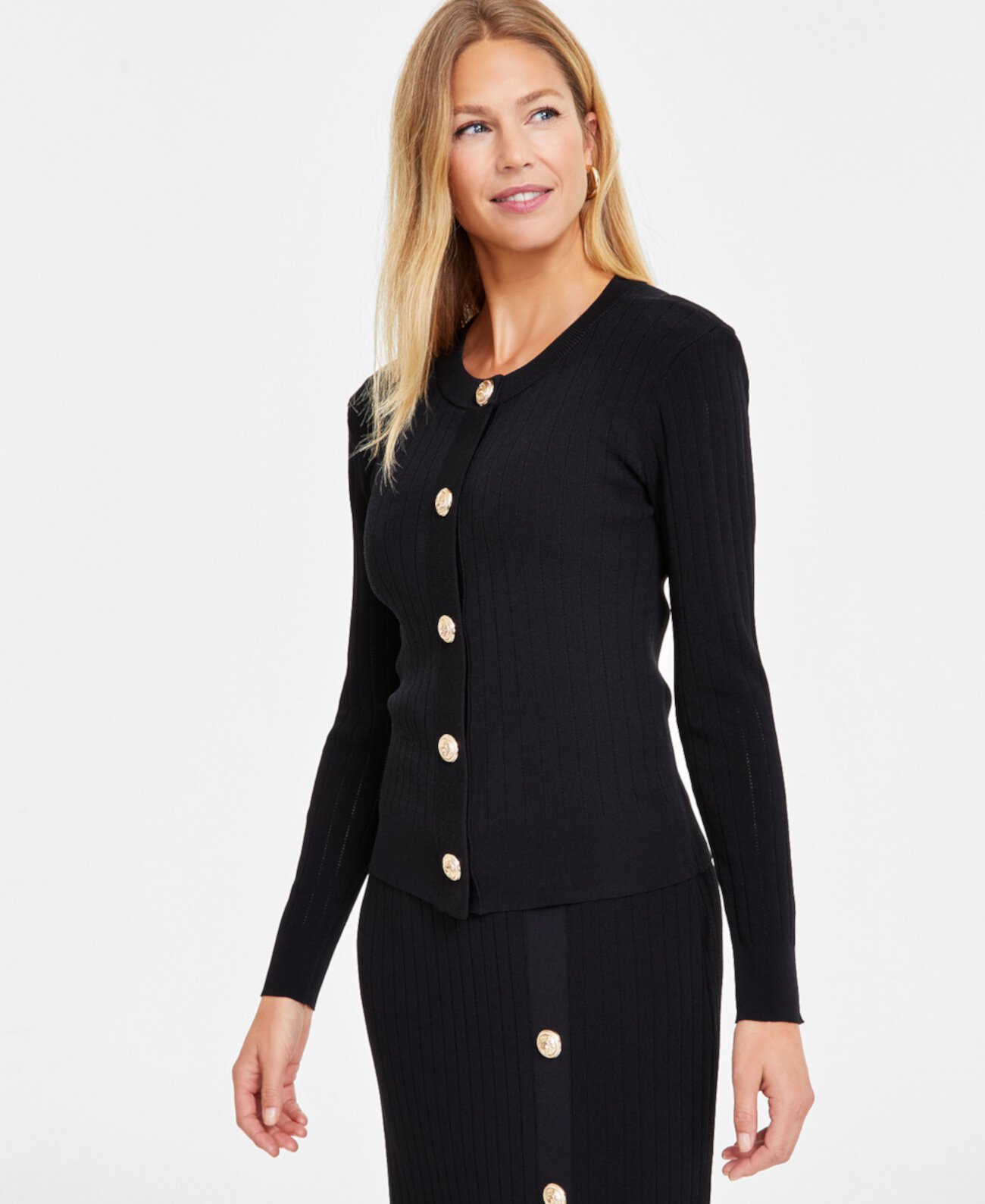 Women's Crewneck Cardigan Sweater, Exclusively at Macy's I.N.C. International Concepts