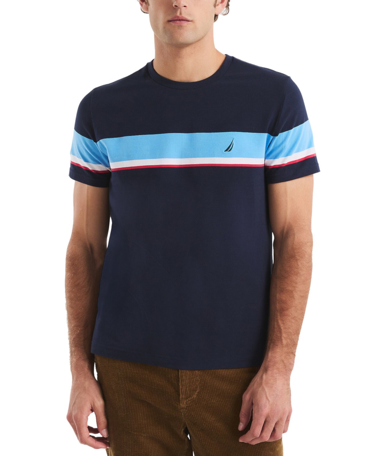 Men's Striped Cotton-Blend Classic-Fit T-Shirt Nautica