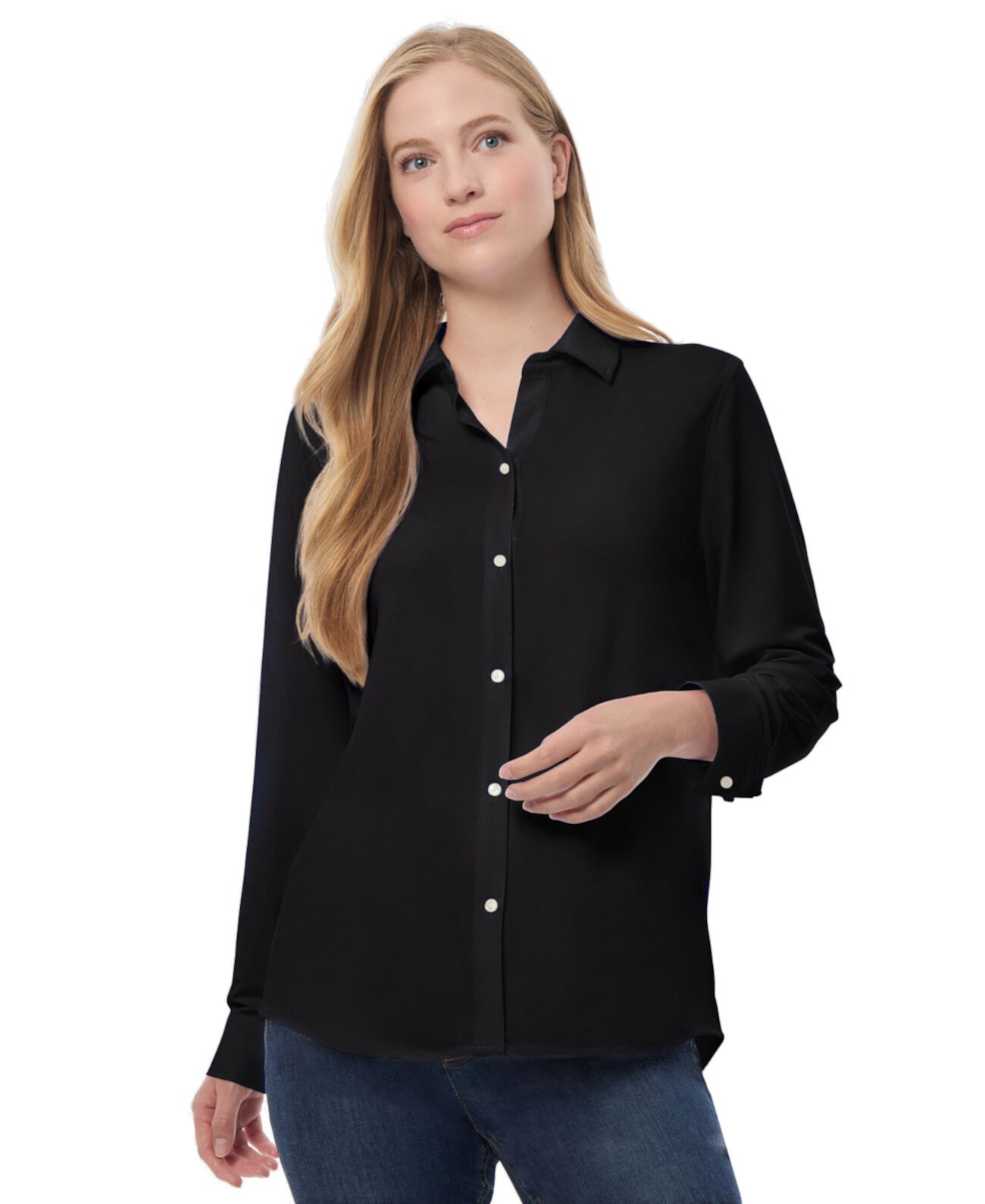 Women's Solid-Color Button-Front Shirt Jones New York