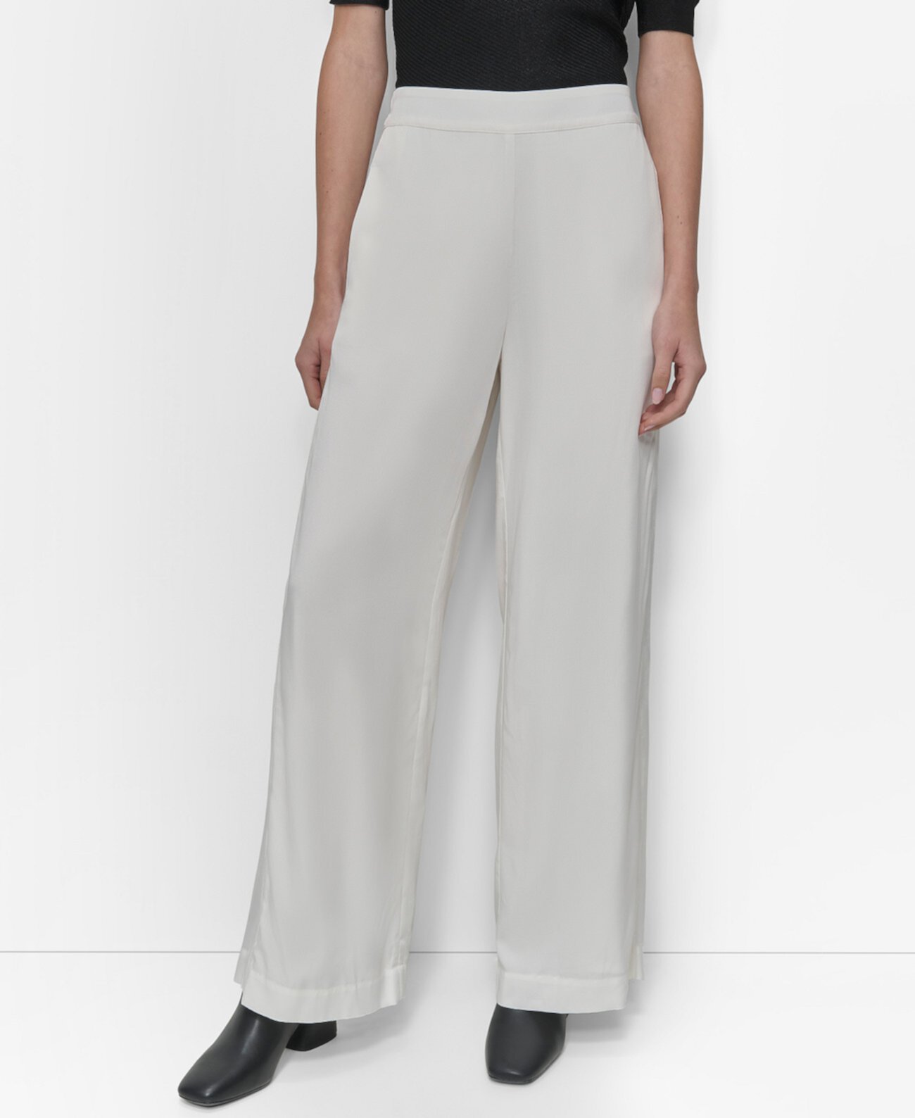 Women's Twill Pull-On Wide Leg Pants DKNY