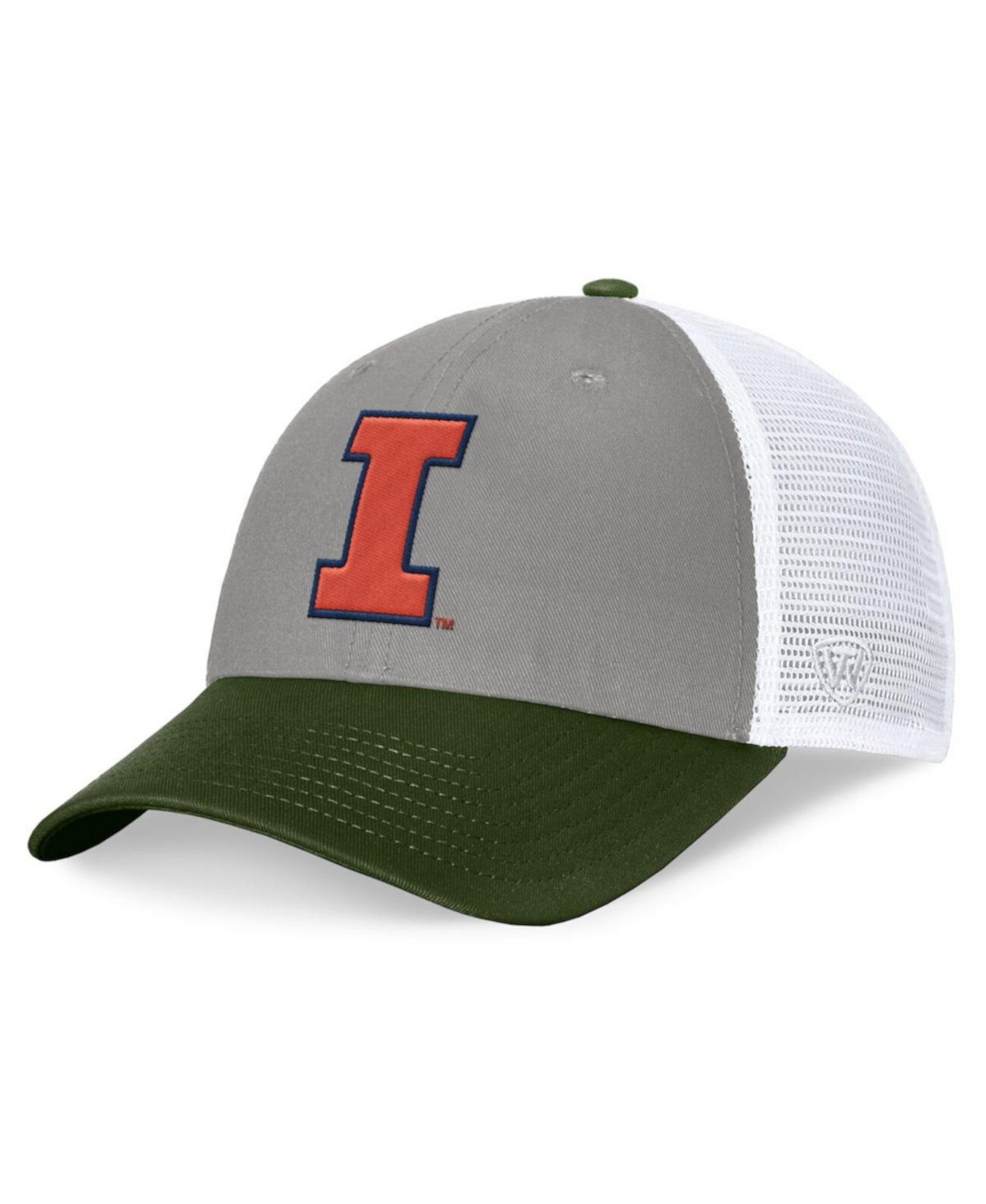 Регулируемая кепка для мужчин серого и зеленого цвета с логотипом Illinois Fighting Illini OHT Top of the World