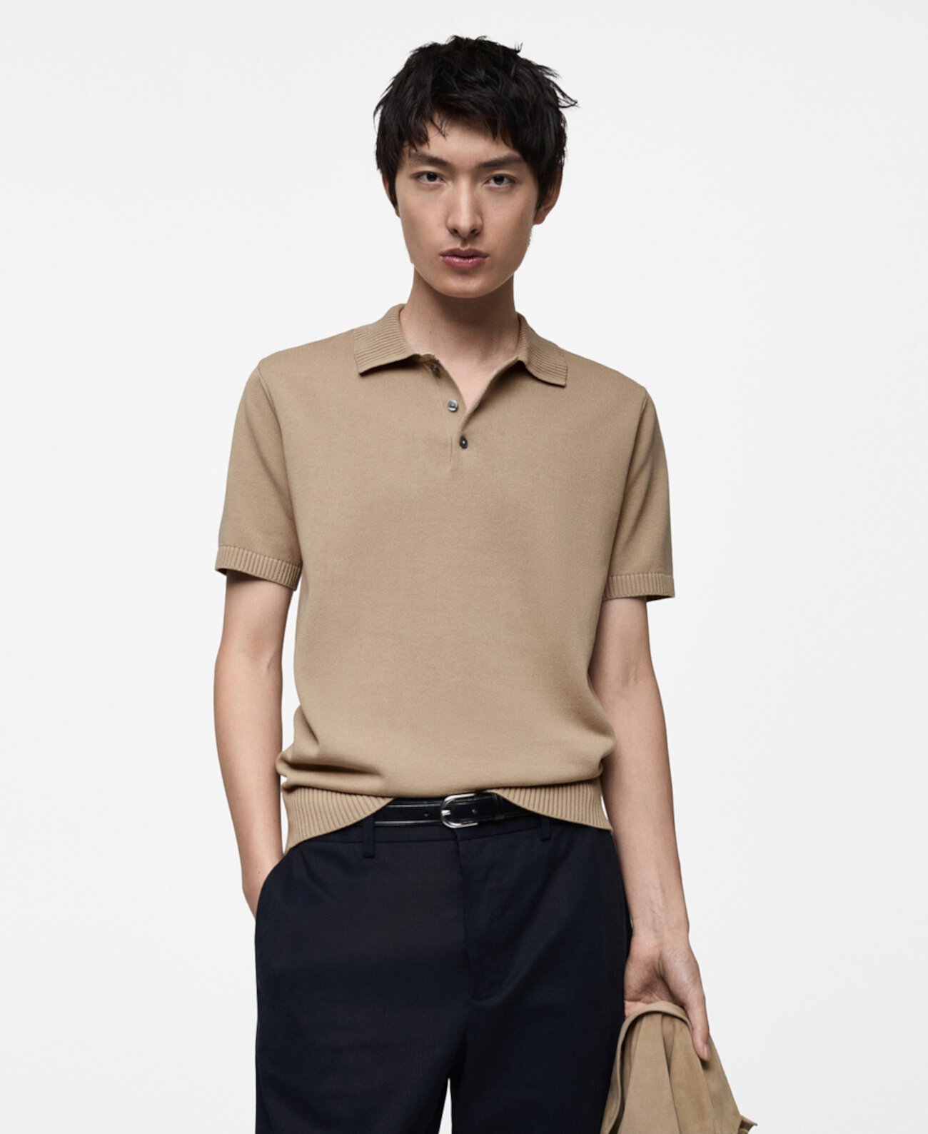 Men's Slim-Fit Knit Cotton Polo Shirt MANGO