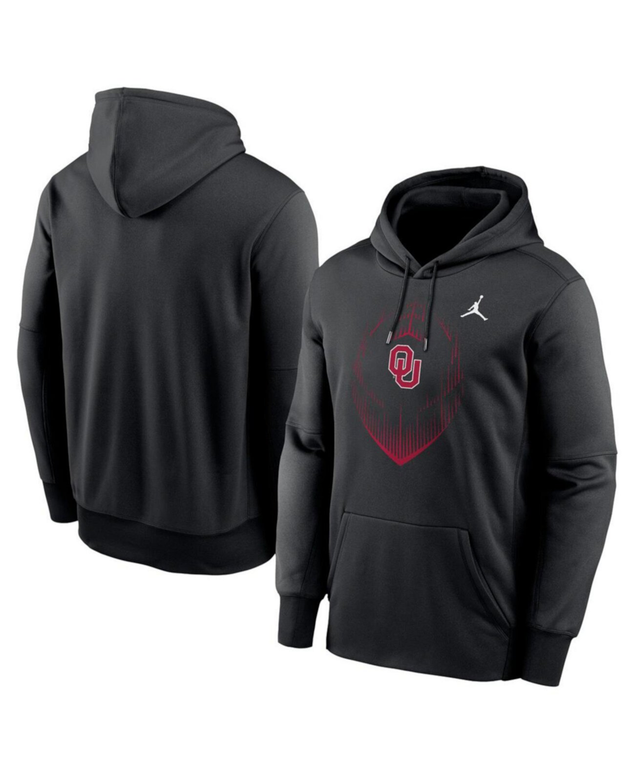 Men's Black Oklahoma Sooners Football Icon Performance Fleece Pullover Hoodie Jordan