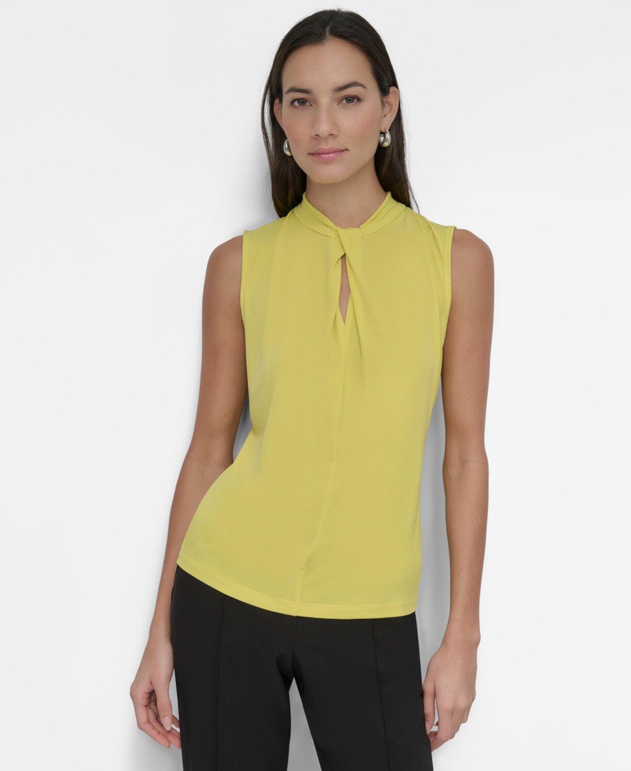 Women's Twisted Crewneck Keyhole Sleeveless Top Dkny