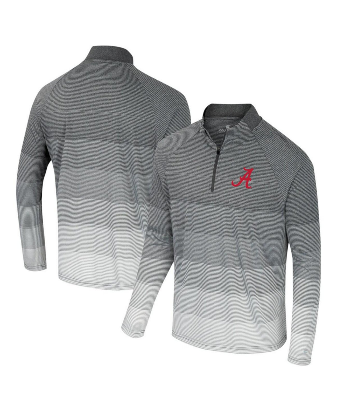 Men's Gray Alabama Crimson Tide AI Striped Mesh Quarter-Zip Raglan Windshirt Colosseum