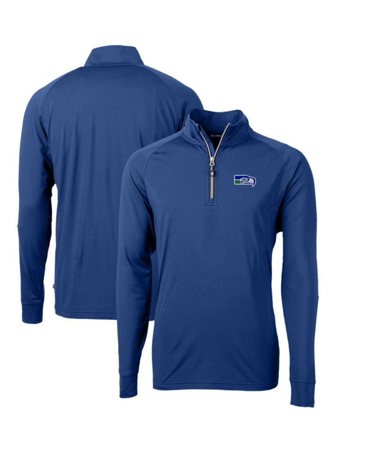 Men's Royal Seattle Seahawks Adapt Eco Knit Stretch Quarter-Zip Throwback Pullover Top Cutter & Buck