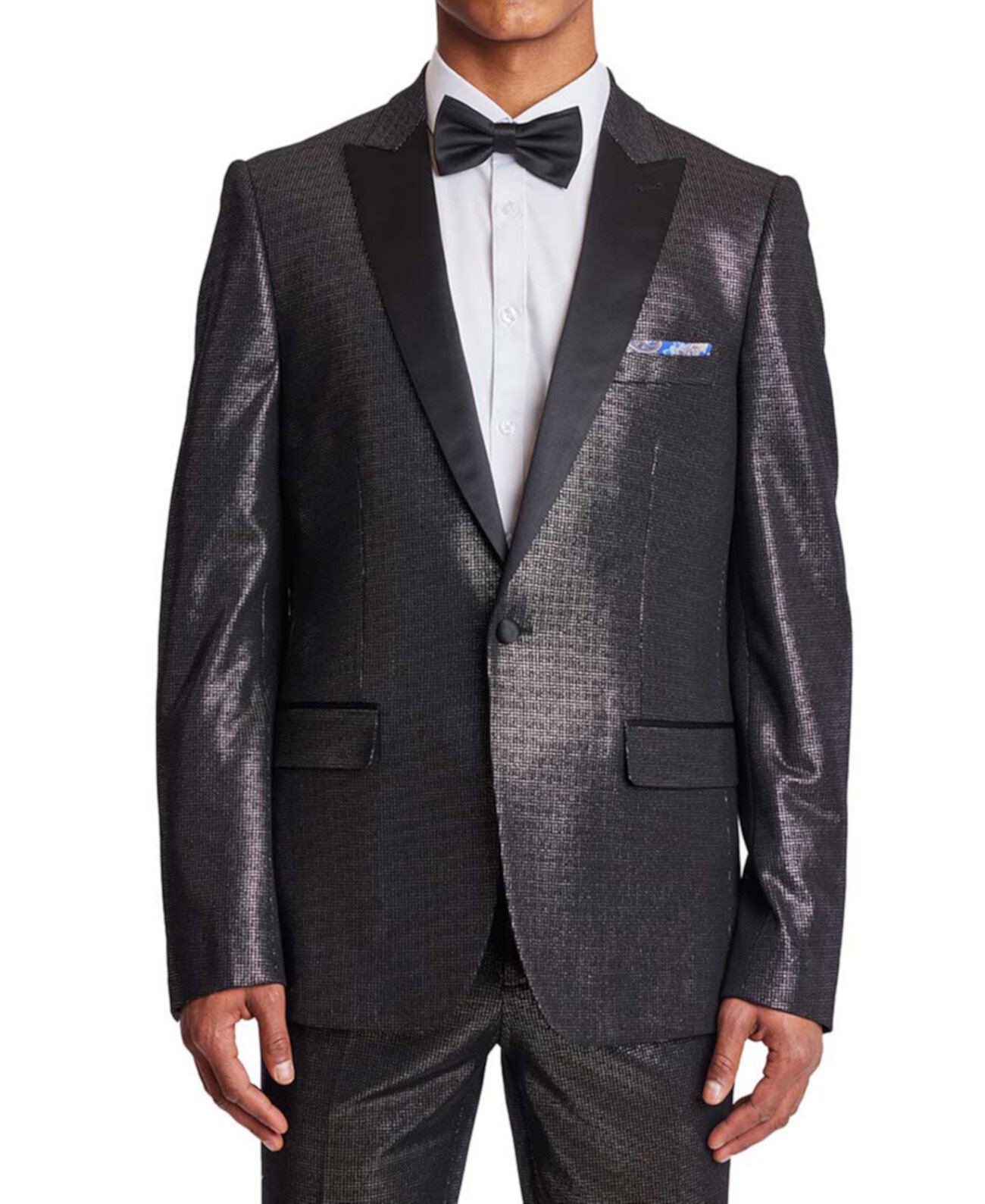 Men's Peak-Lapel Tuxedo Jacket Paisley & Gray