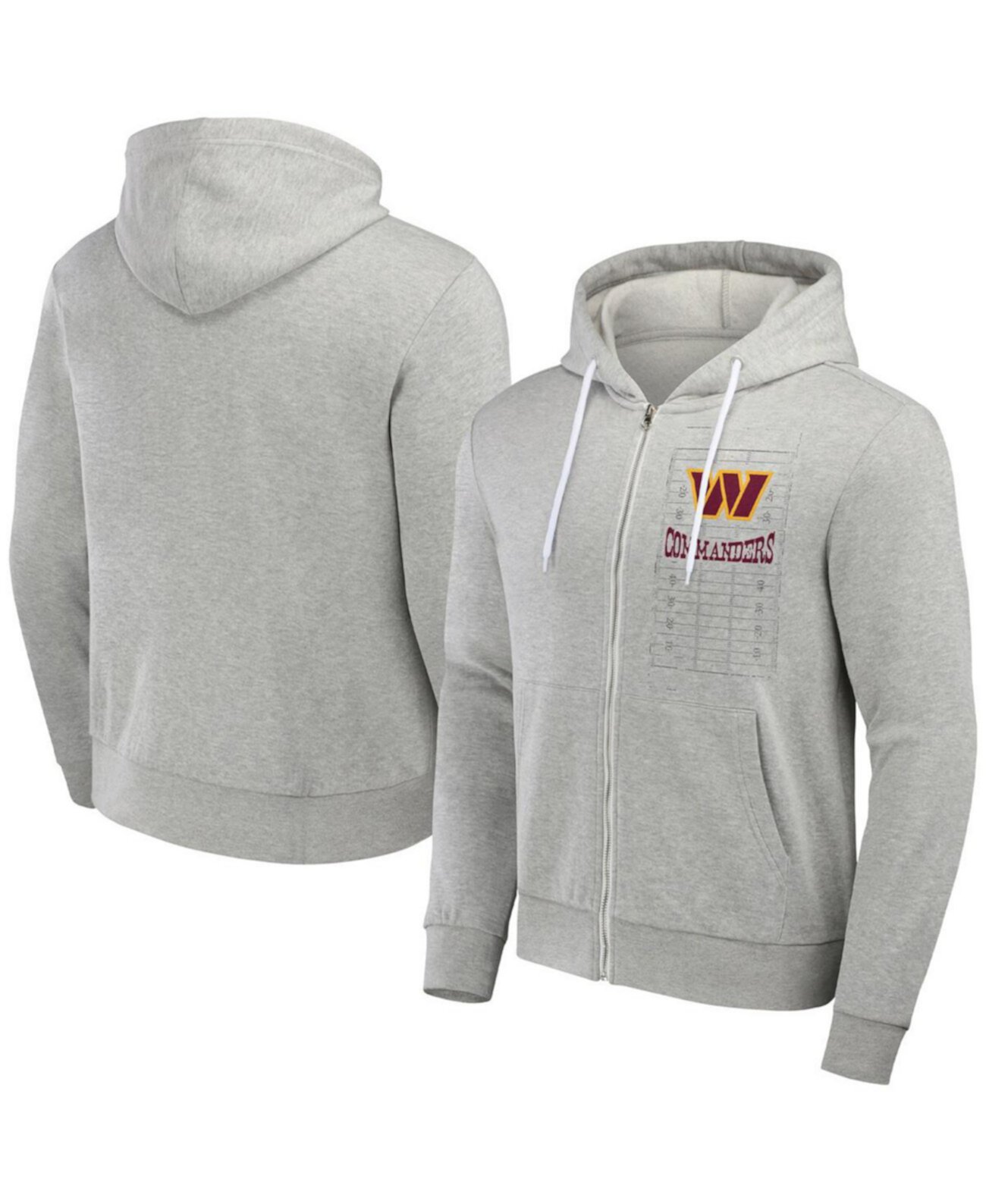 NFL x Darius Rucker Collection by Men's Heather Gray Washington Commanders Domestic Full-Zip Hoodie Fanatics