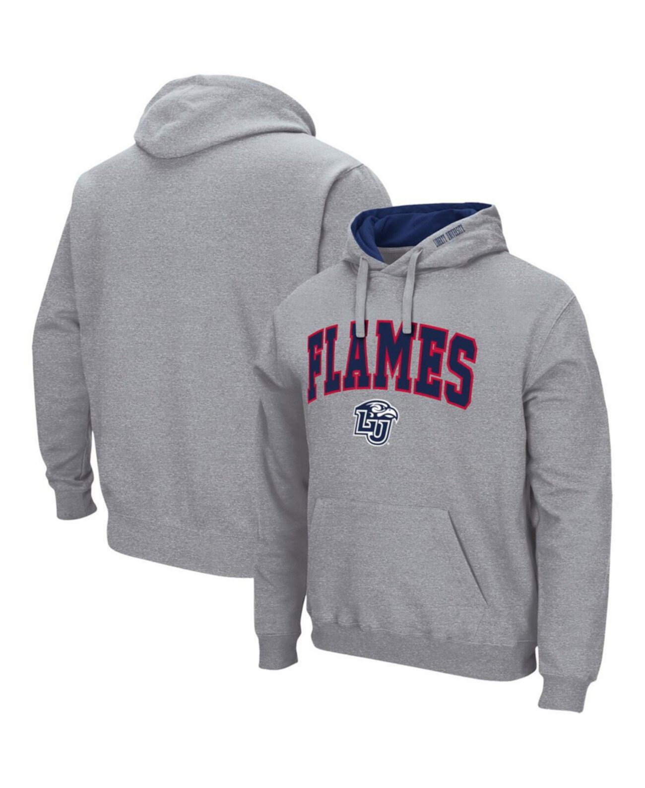 Худи с капюшоном Men's Heathered Gray Liberty Flames Arch и логотипом, хлопок и полиэстер Colosseum