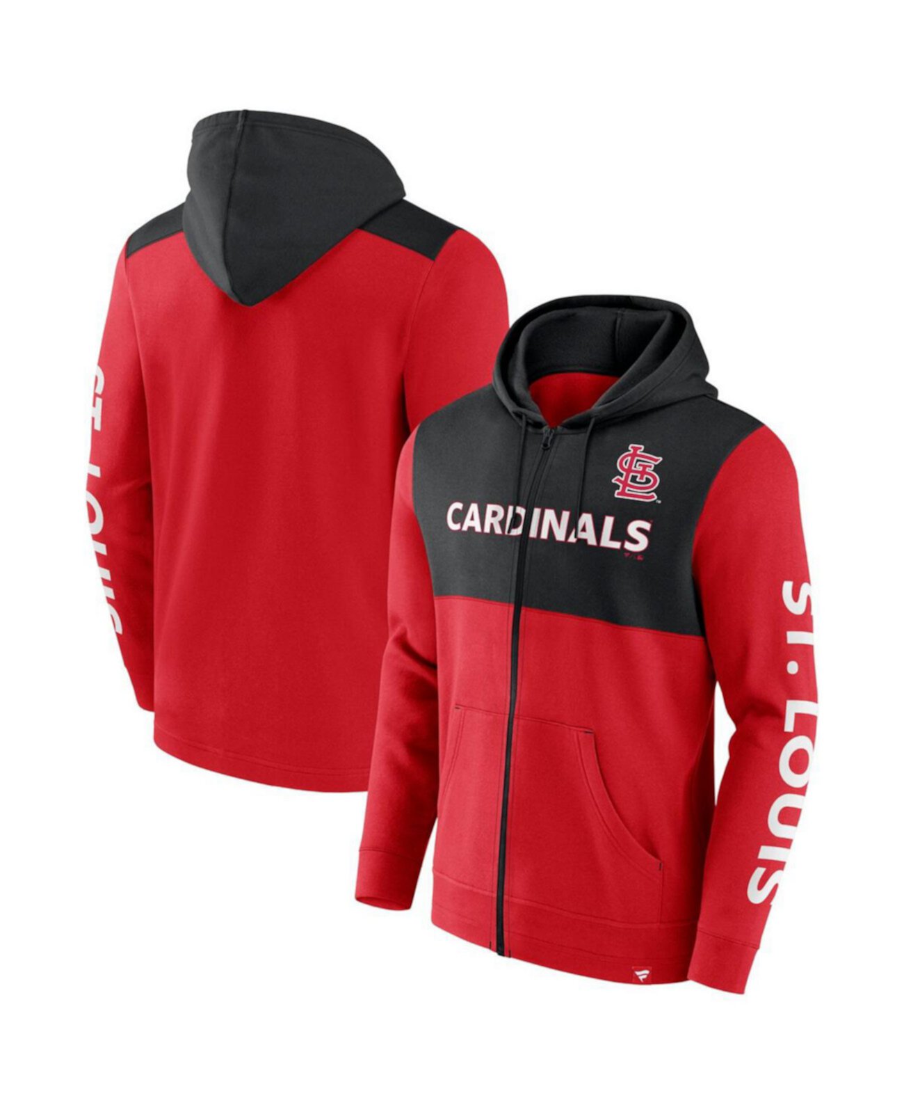 Men's Red/Black St. Louis Cardinals Ace Hoodie Full-Zip Sweatshirt Fanatics