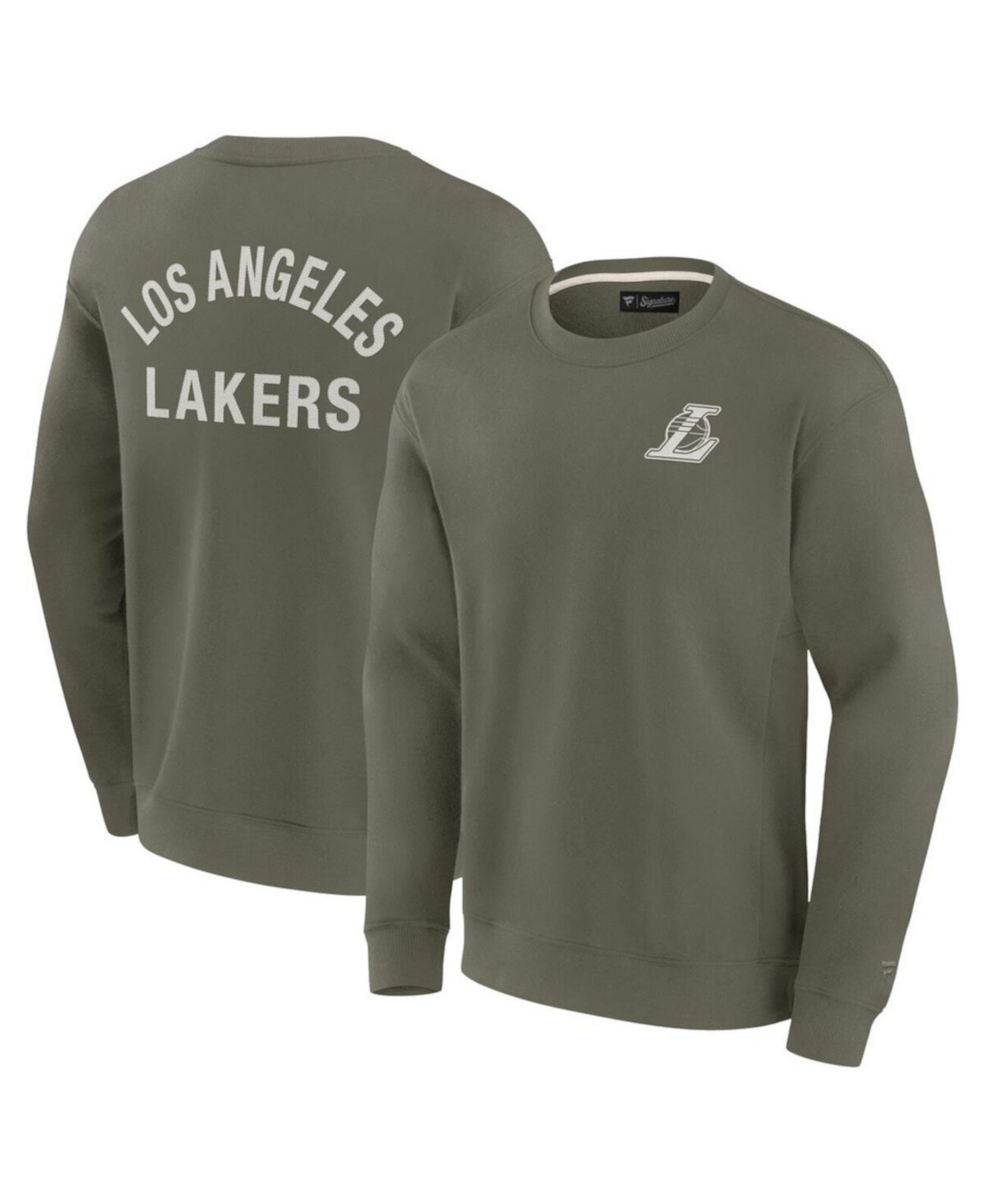 Men's and Women's Olive Los Angeles Lakers Super Soft Pullover Crew Sweatshirt Fanatics