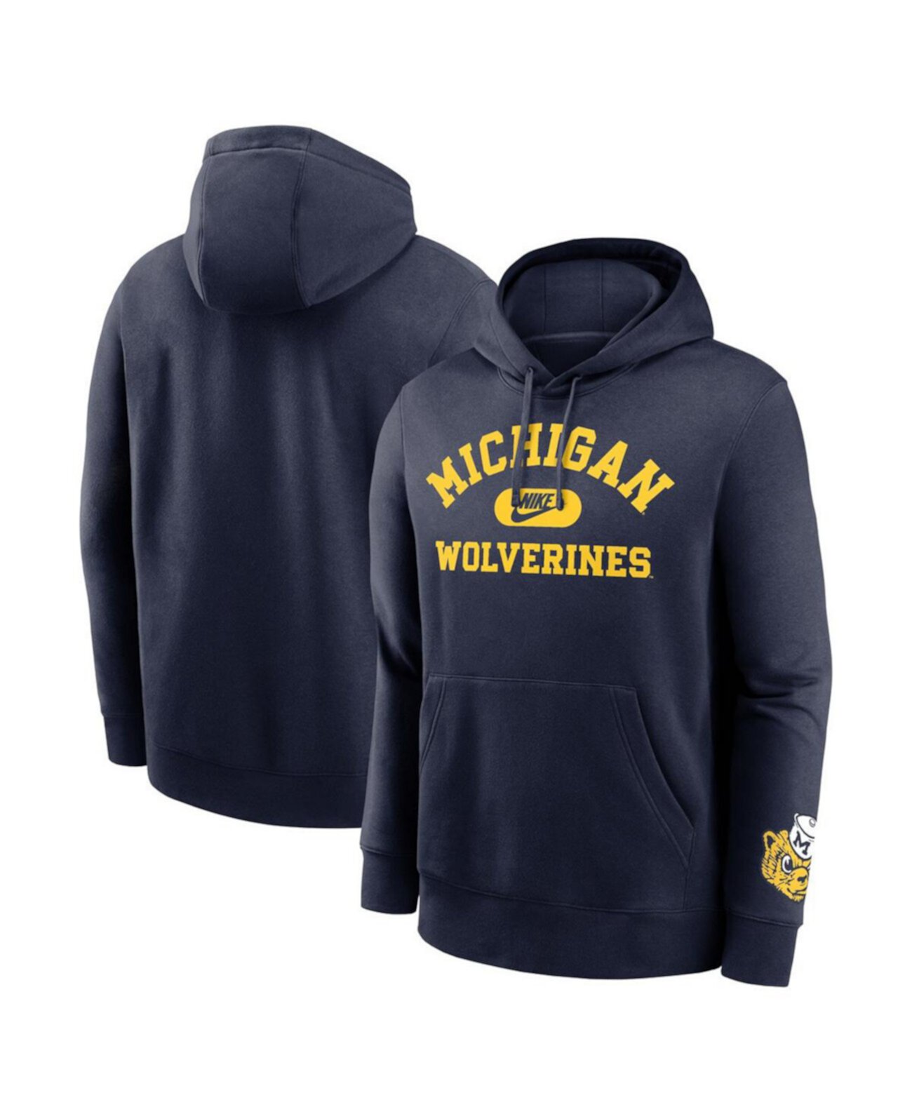 Men's Navy Michigan Wolverines Legacy Foundational Two-Hit Club Performance Pullover Hoodie Nike