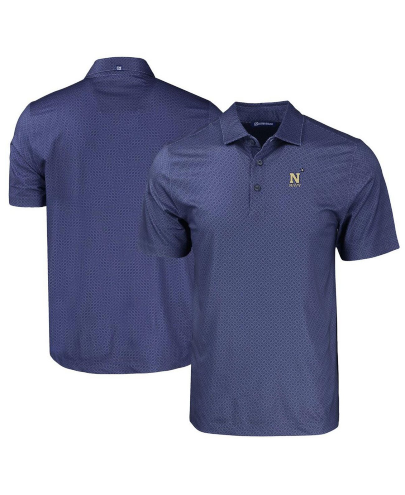 Men's Navy Navy Midshipmen Pike Eco Tonal Geo Print Stretch Polo Cutter & Buck