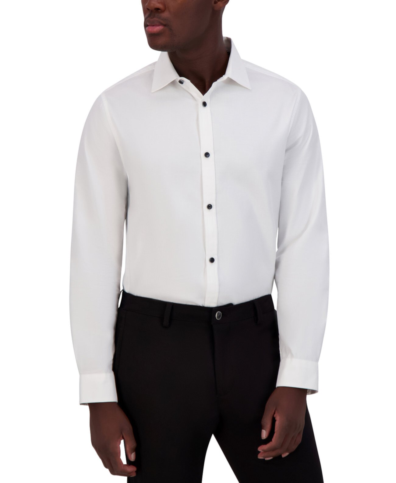 Men's Slim-Fit Small Square Jacquard Dress Shirt Karl Lagerfeld Paris