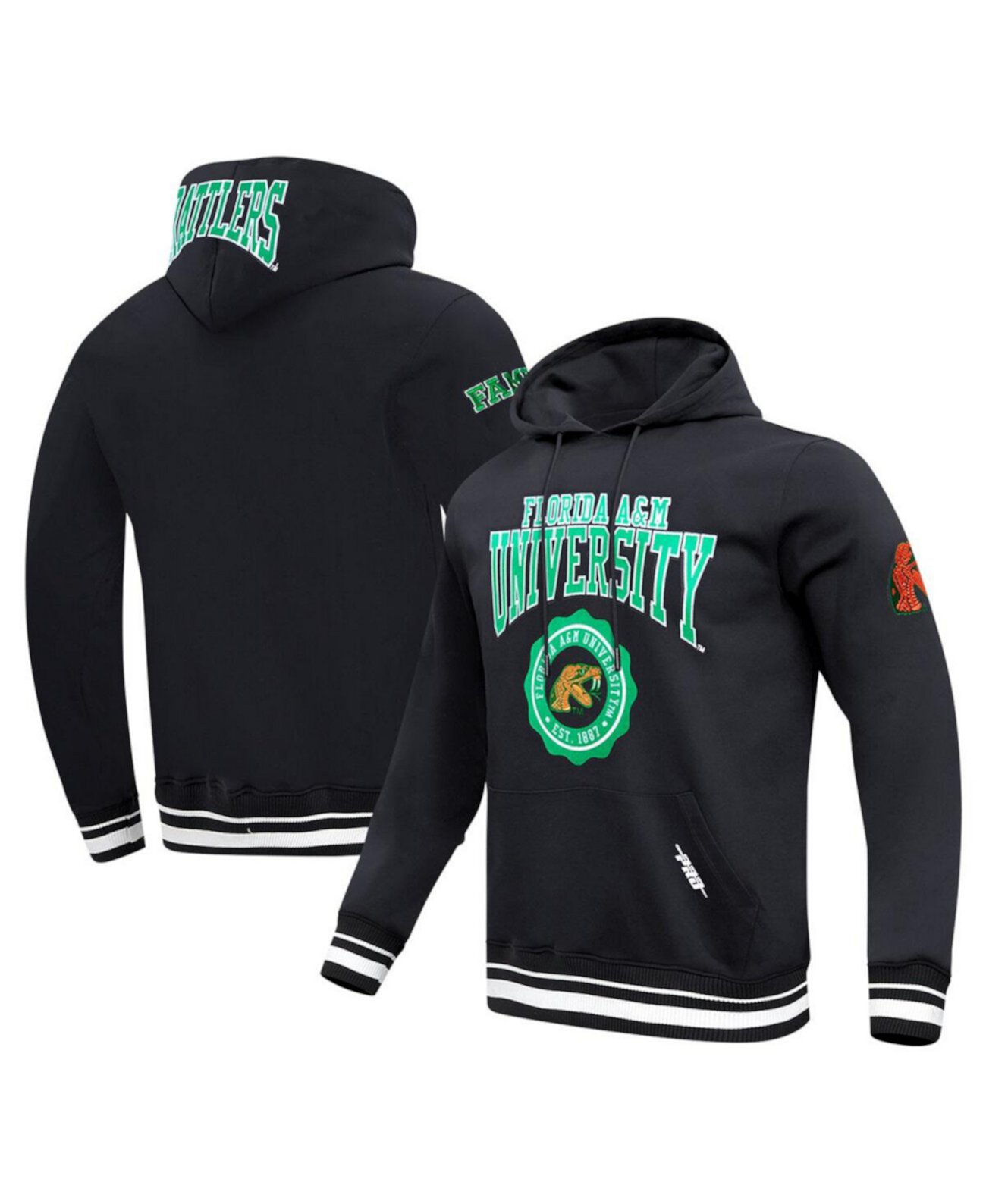 Men's Black Florida A M Rattlers Crest Pullover Hoodie Pro Standard