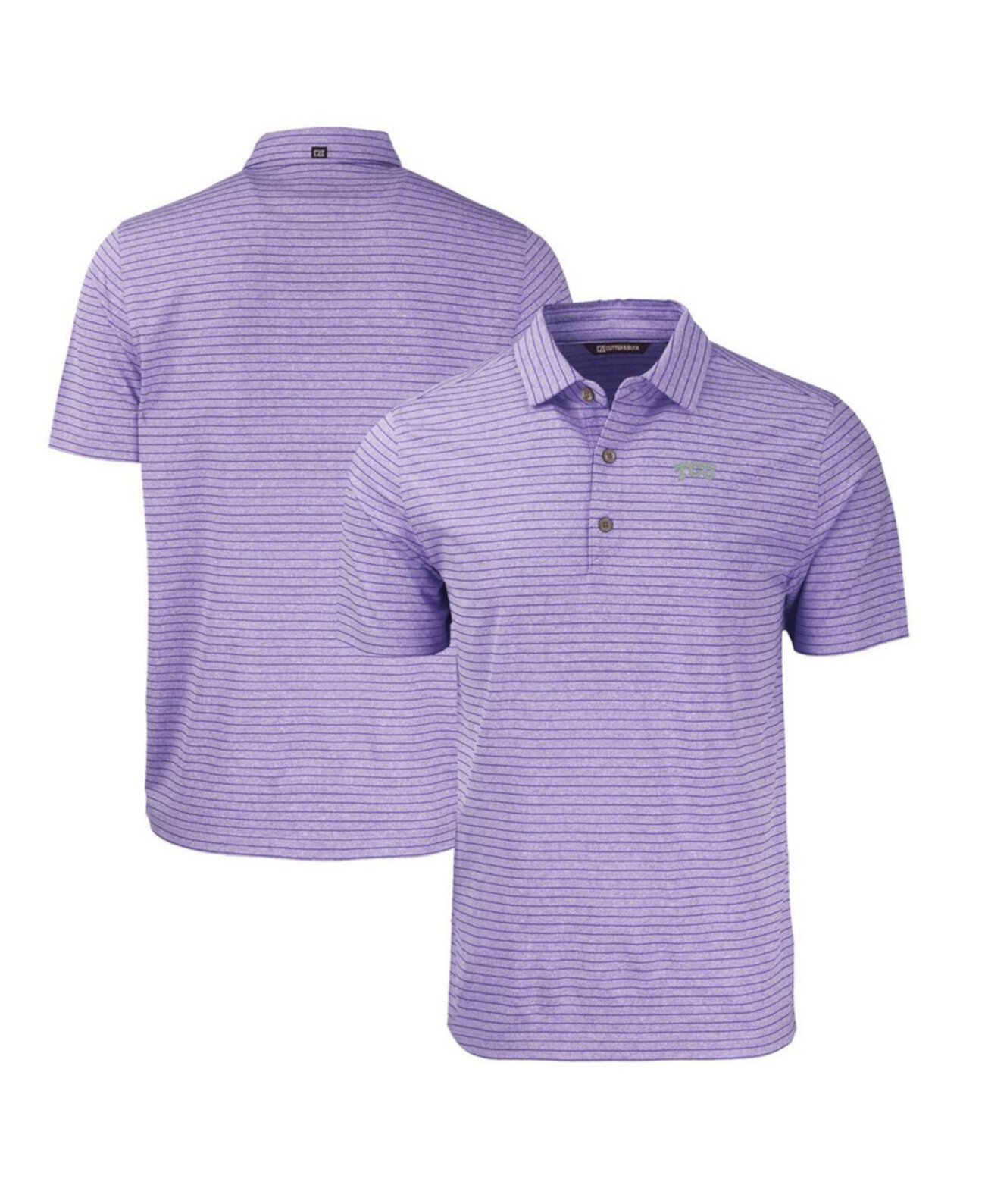 Men's Heather Purple TCU Horned Frogs Forge Eco Heathered Stripe Stretch Polo Cutter & Buck