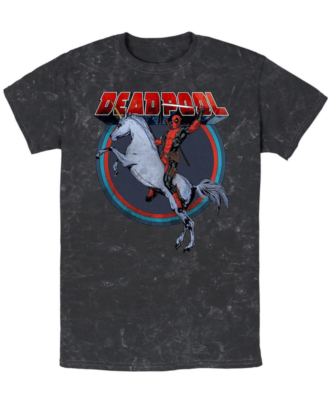 Men's Deadpool On Unicorn Short Sleeve Mineral Wash Tee FIFTH SUN