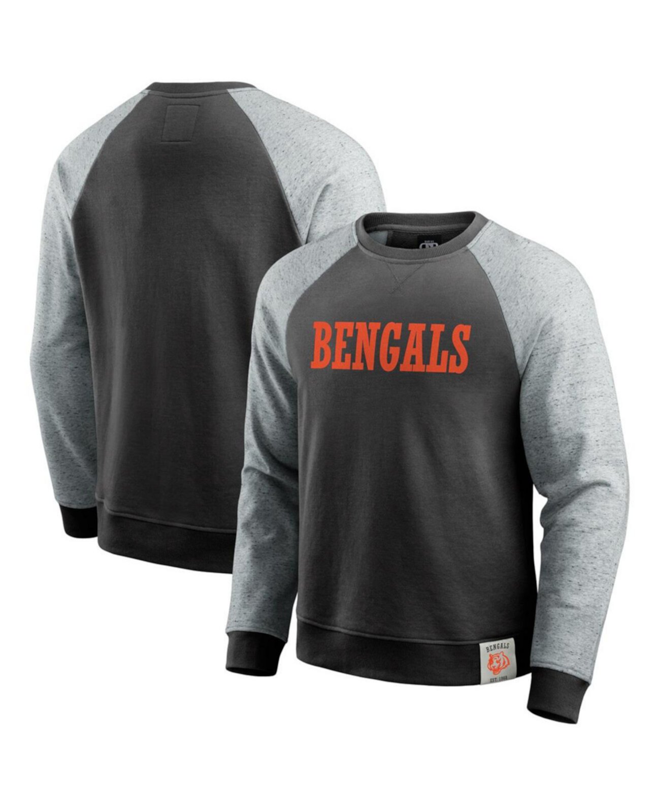 Men's Black/Heather Gray Cincinnati Bengals Colorblock Pullover Sweatshirt Fanatics