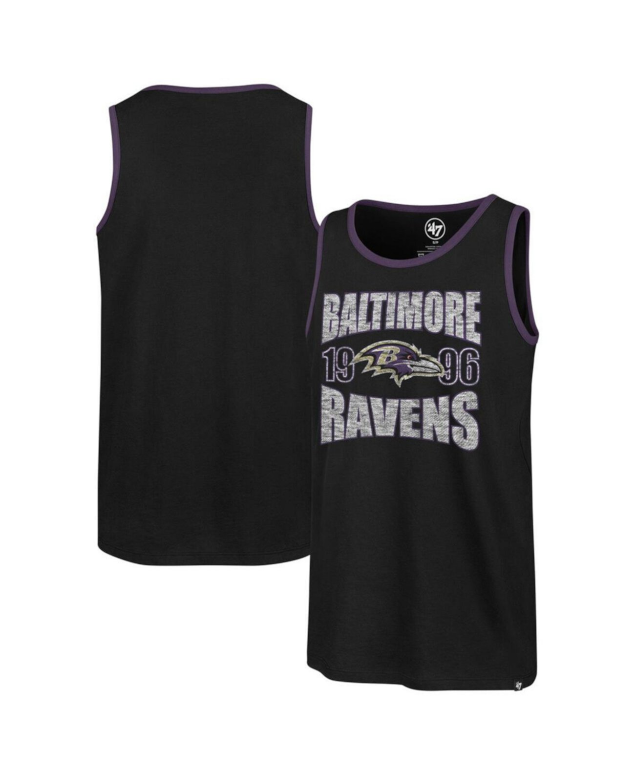 Мужская черная майка Baltimore Ravens Upload Franklin из 100% хлопка без рукавов '47 Brand