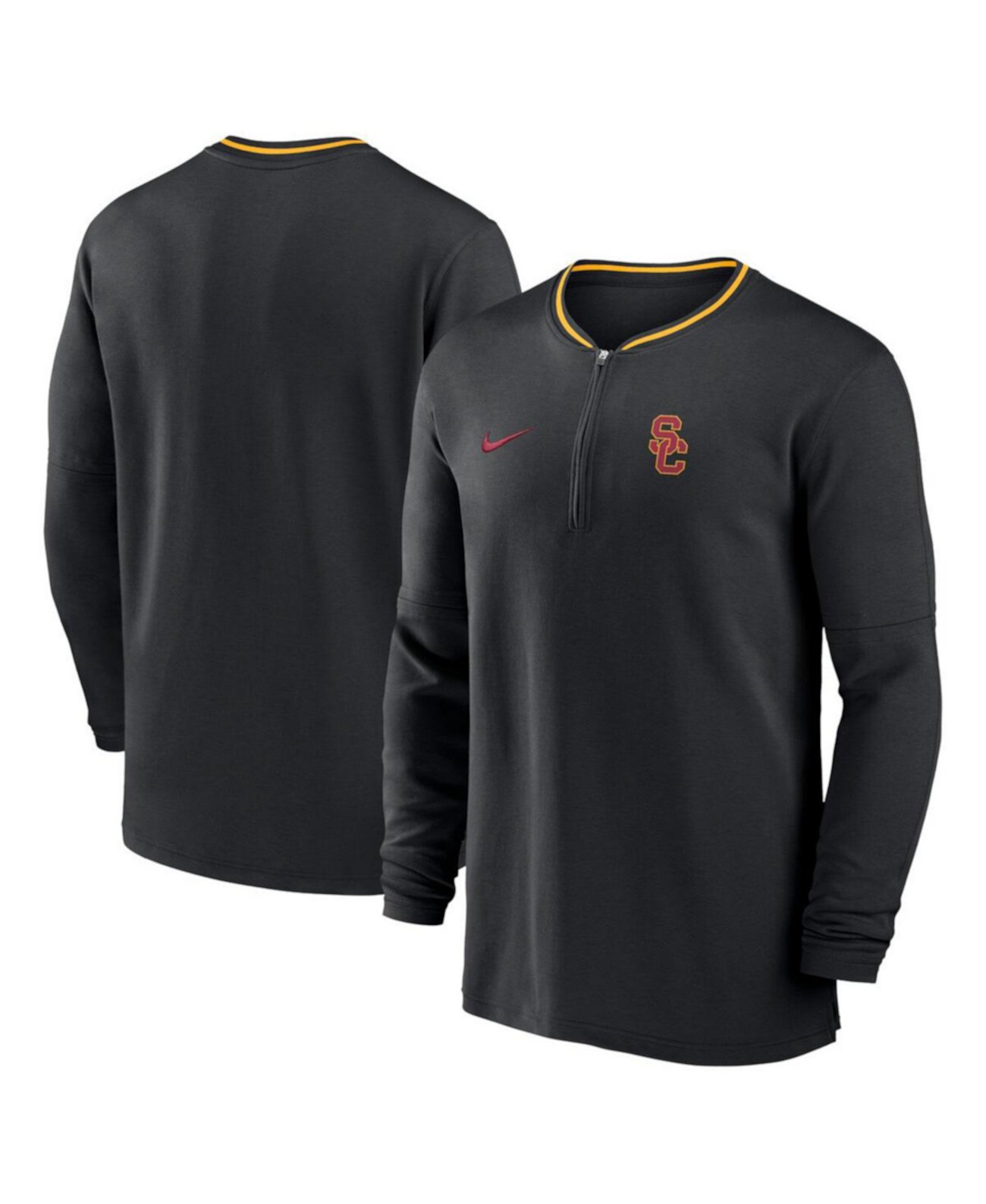 Men's Black USC Trojans 2024 Sideline Coach Performance Half-Zip Long Sleeve Top Nike