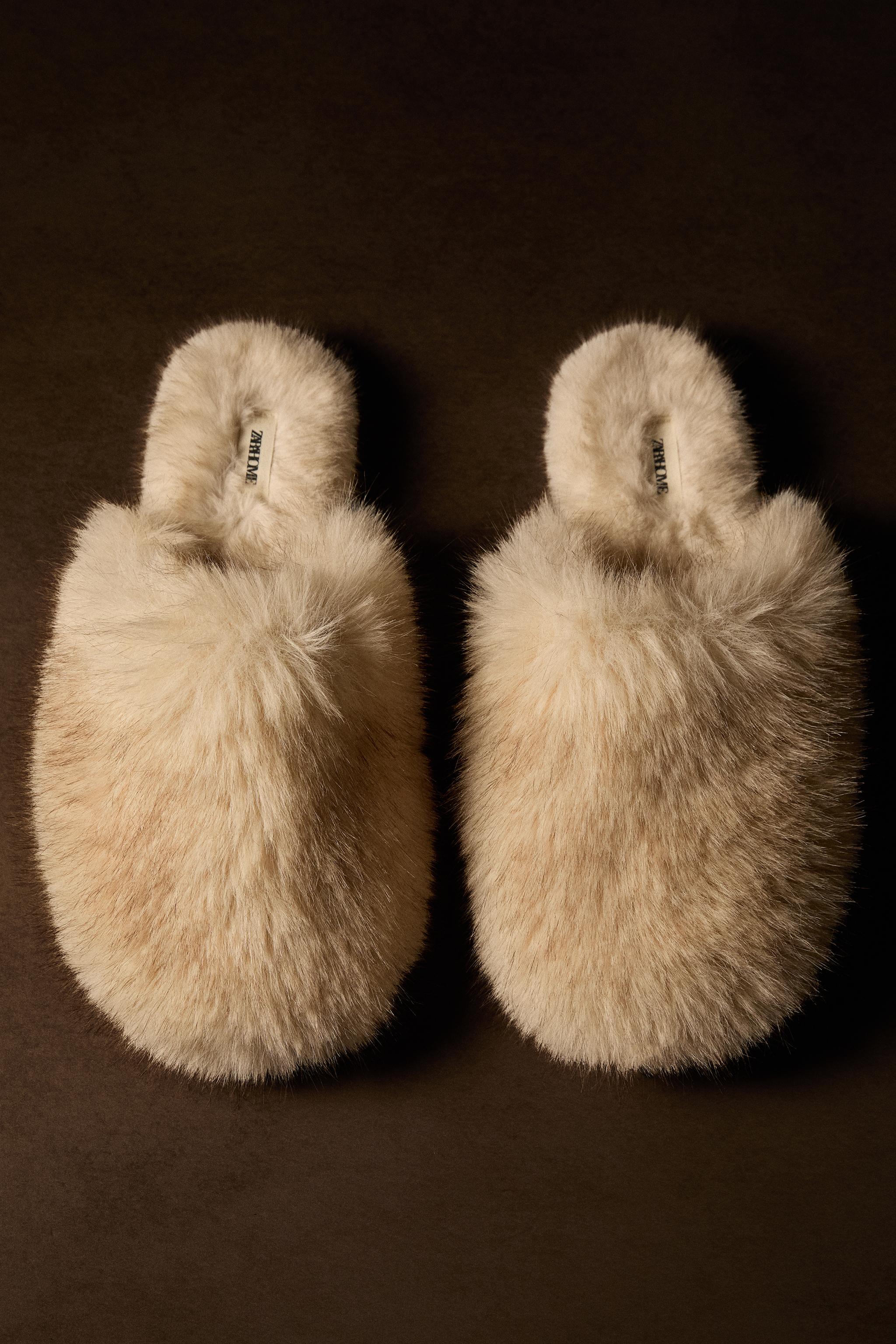 FAUX FUR MULE CLOG SLIPPERS Zara Home