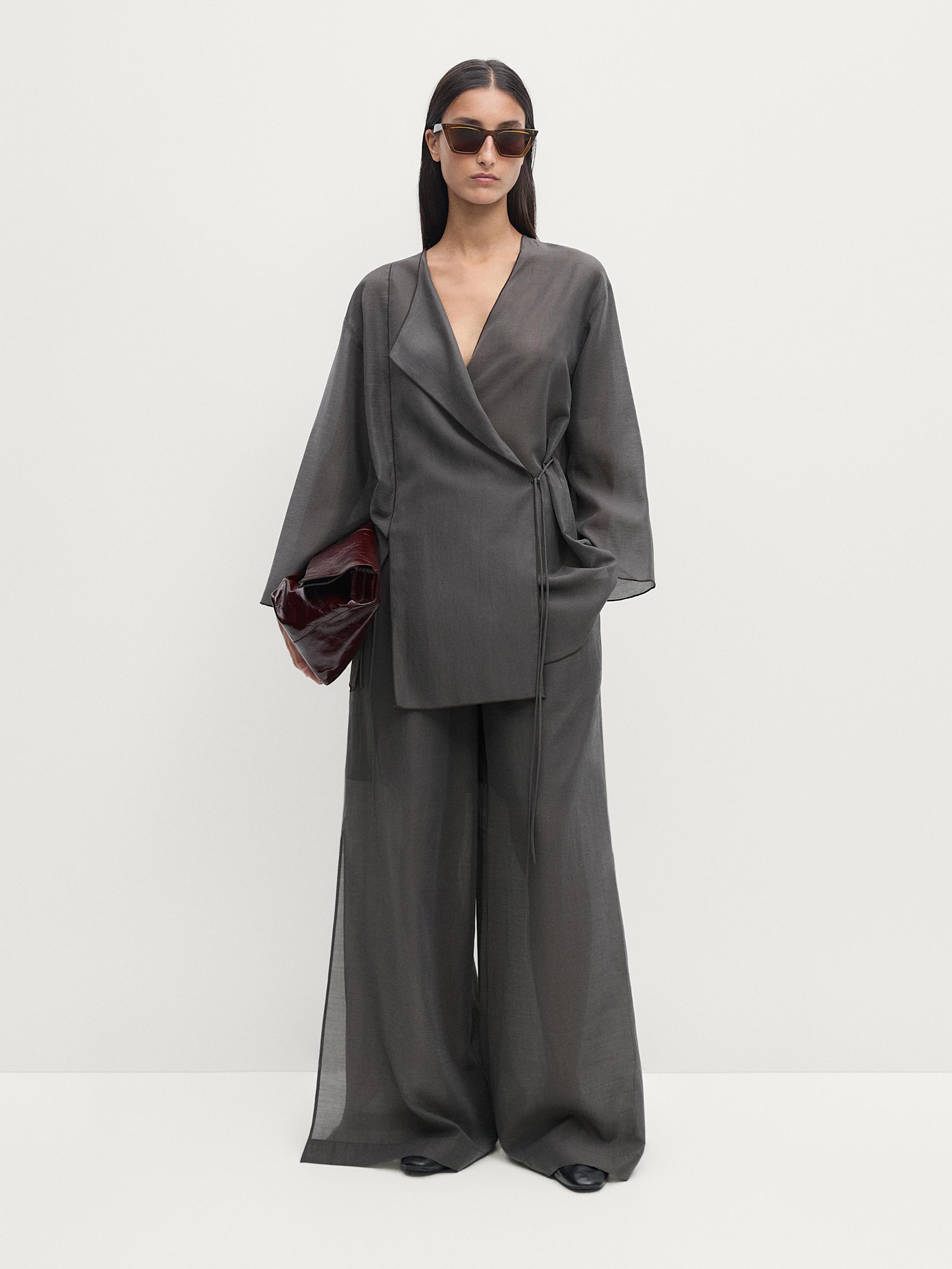 Flowing kimono with tie detail Massimo Dutti