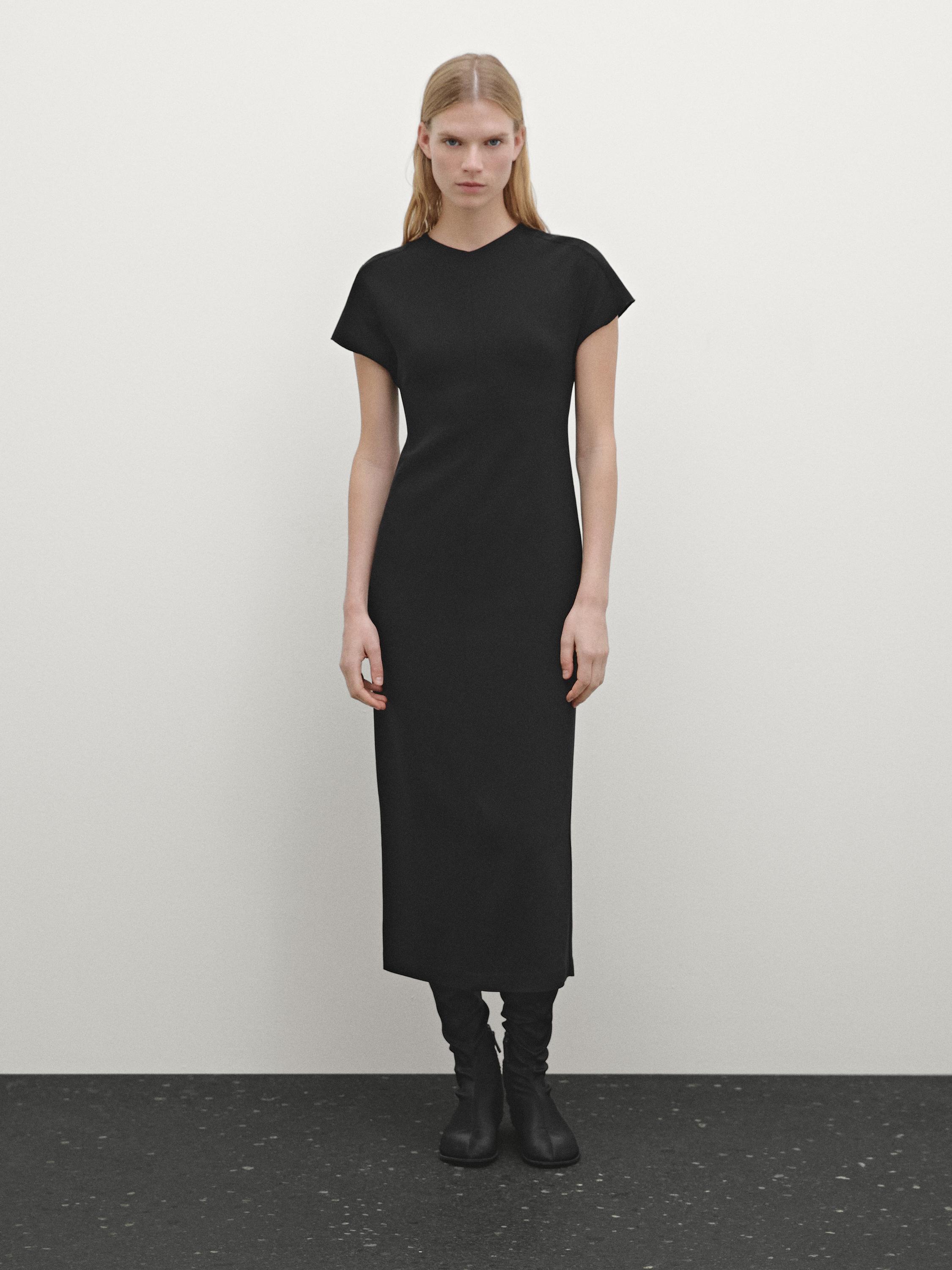 Crepe midi dress Massimo Dutti