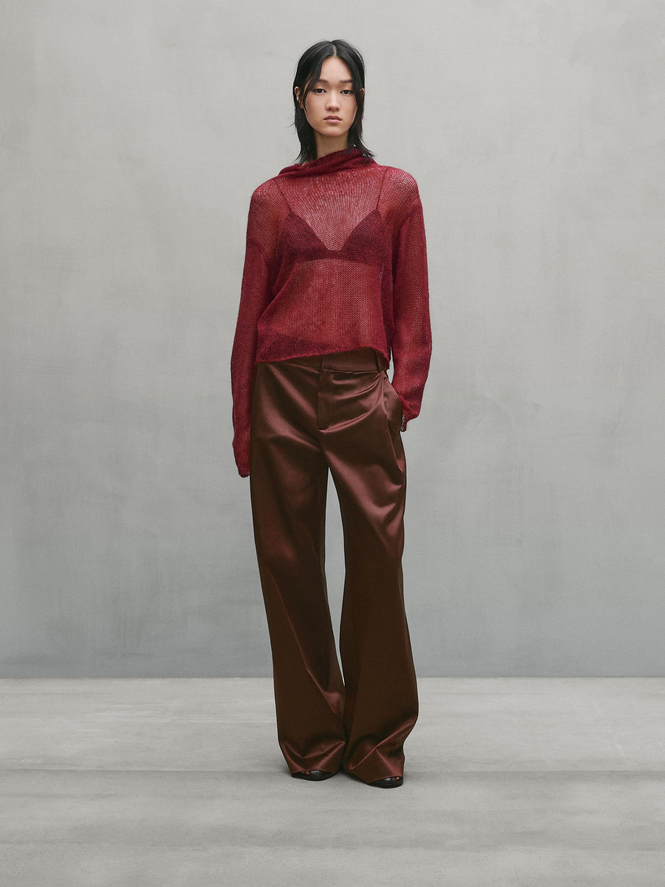 Shiny trousers with dart details - Studio Massimo Dutti