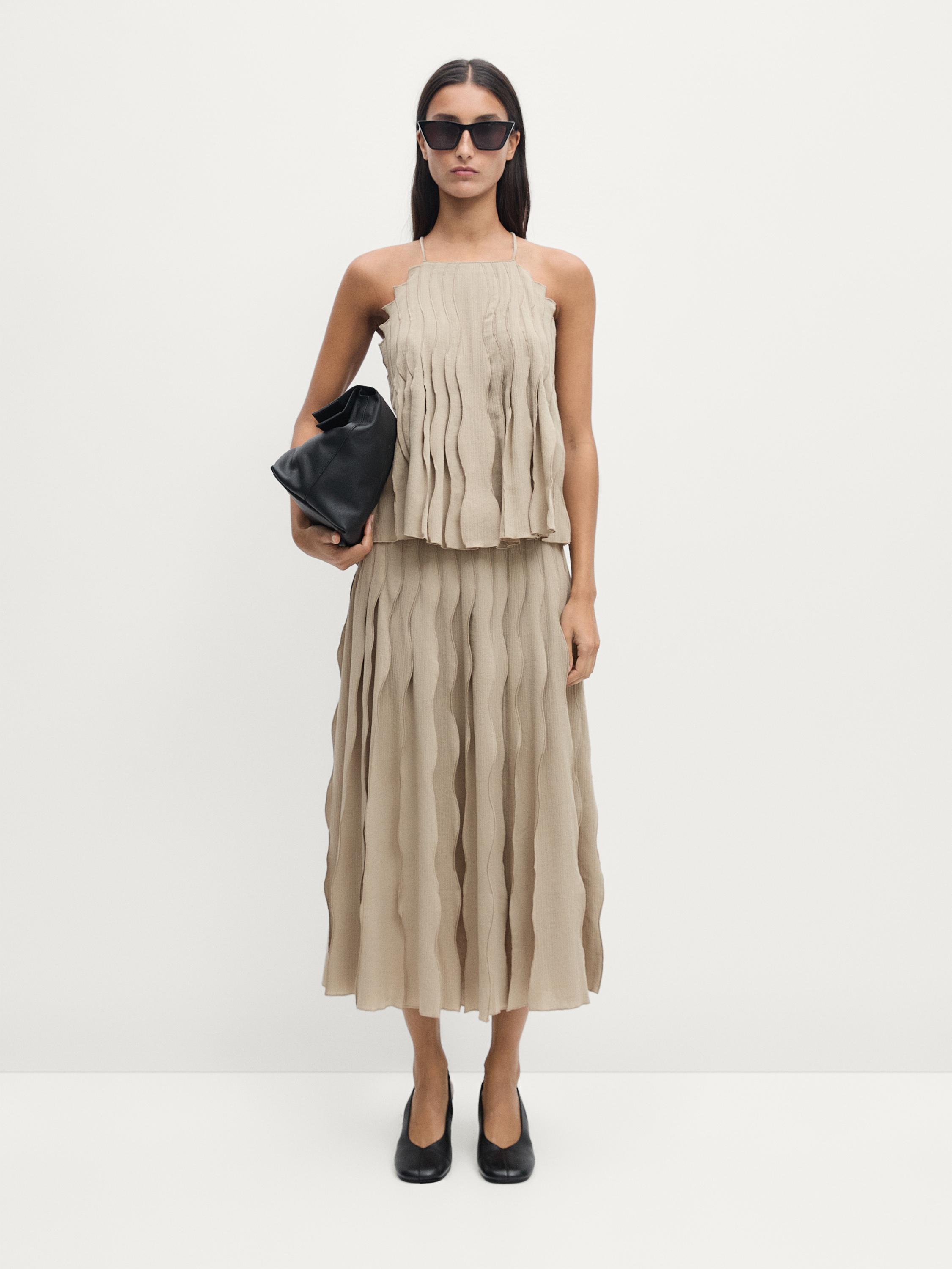 Wavy pleated halter top Massimo Dutti