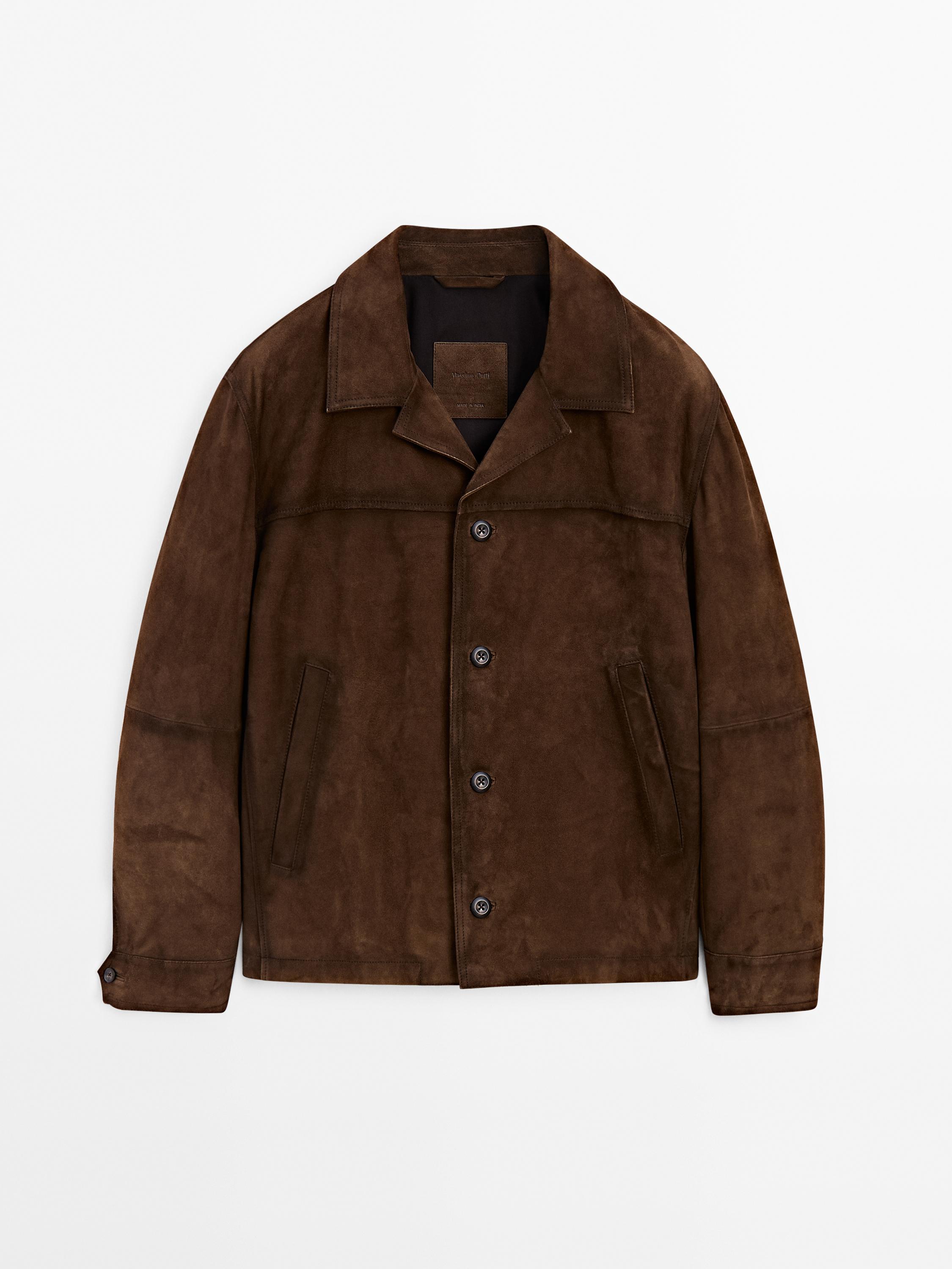 Short suede leather jacket Massimo Dutti