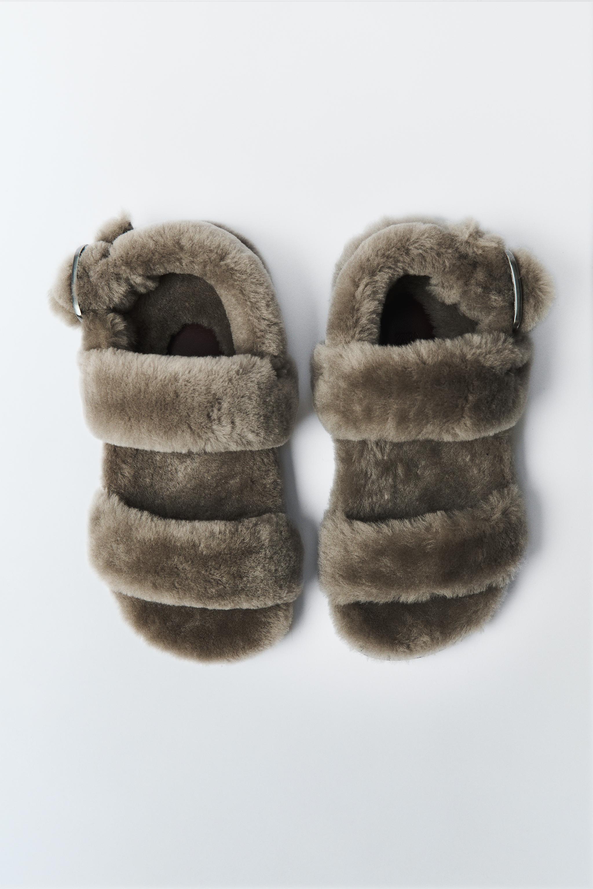 FURSKIN LEATHER SANDALS LIMITED EDITION Zara