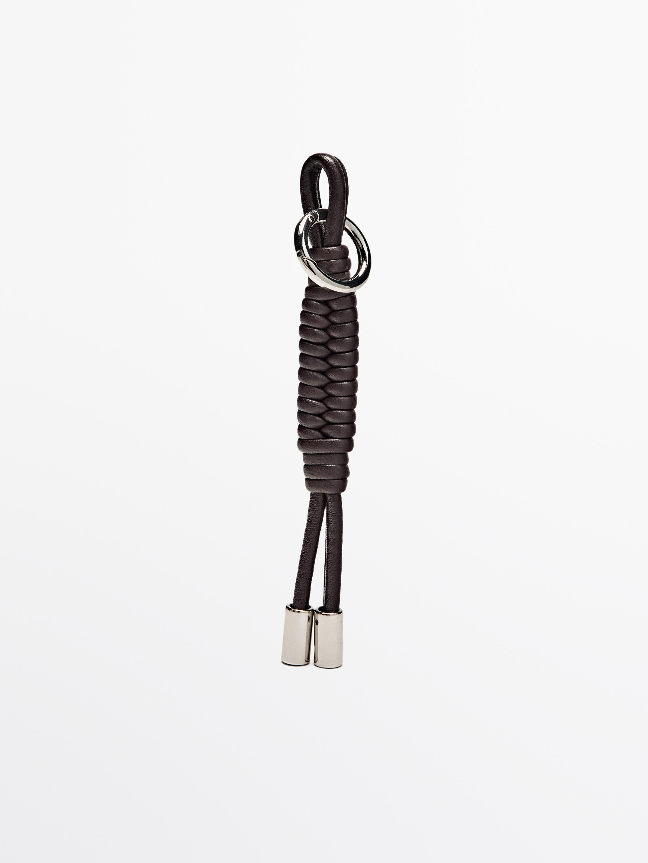 Nappa leather charm key ring with knots Massimo Dutti