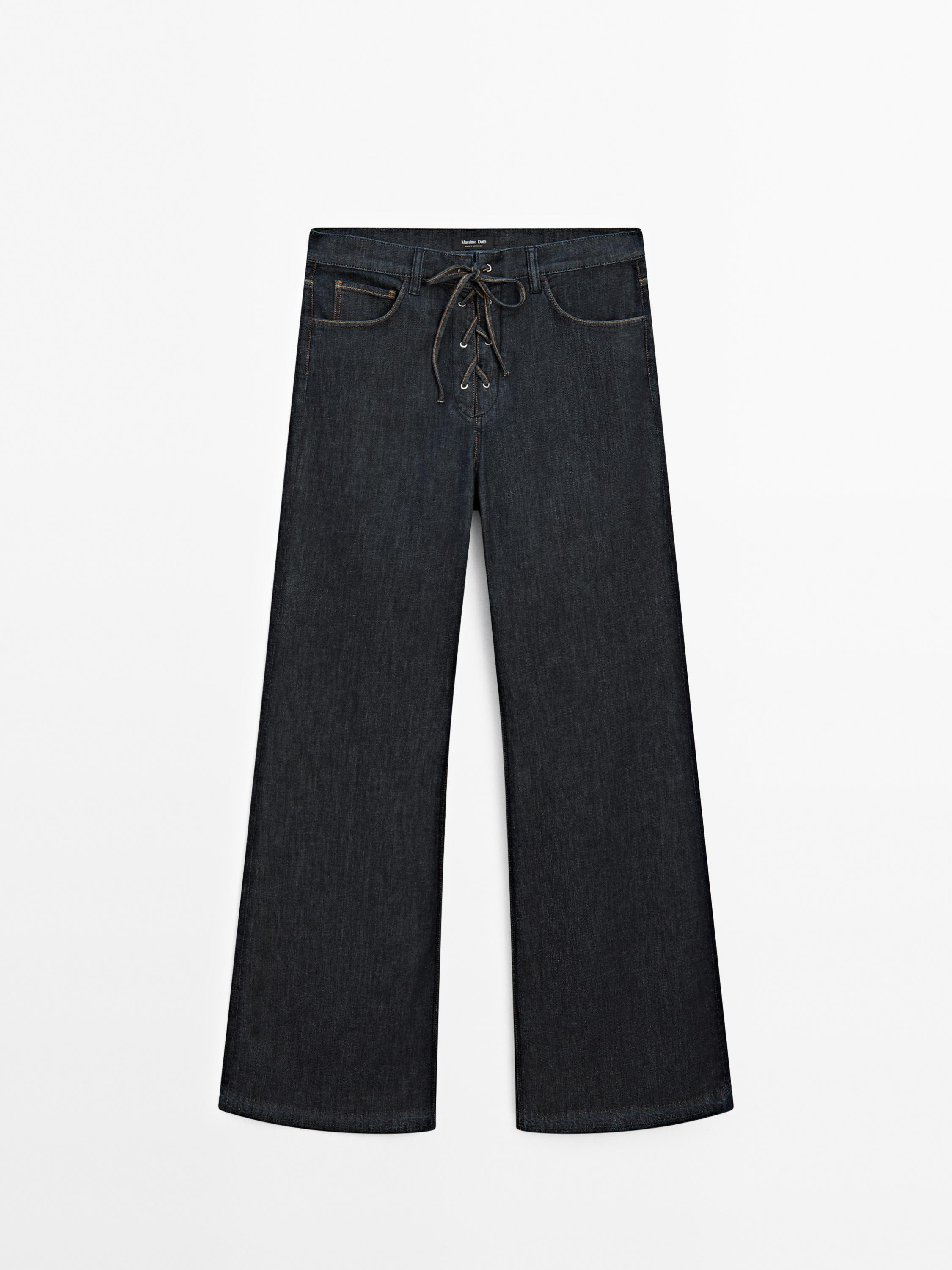 Flared jeans with tie detail Massimo Dutti