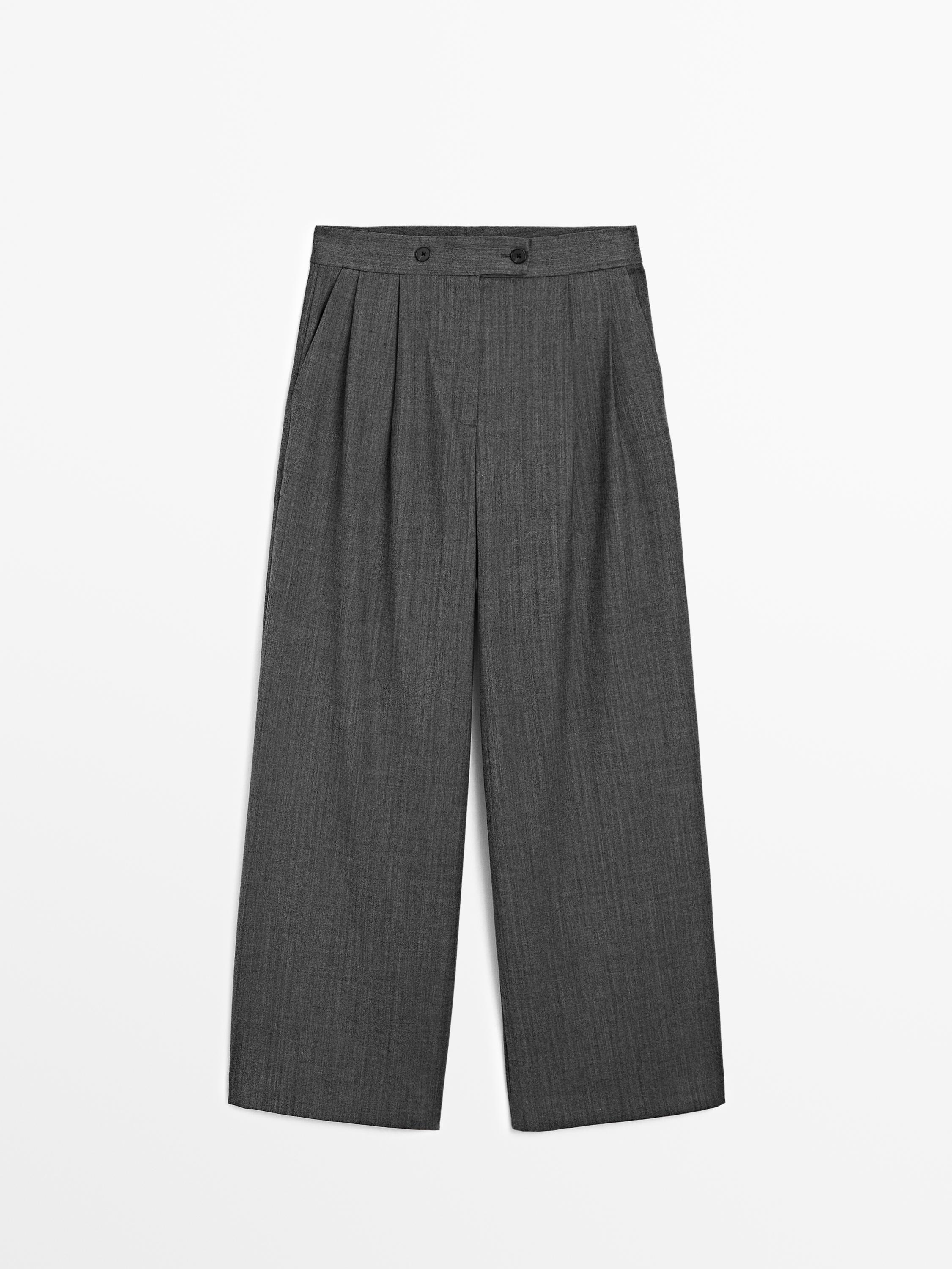 Wool blend trousers with double darts Massimo Dutti