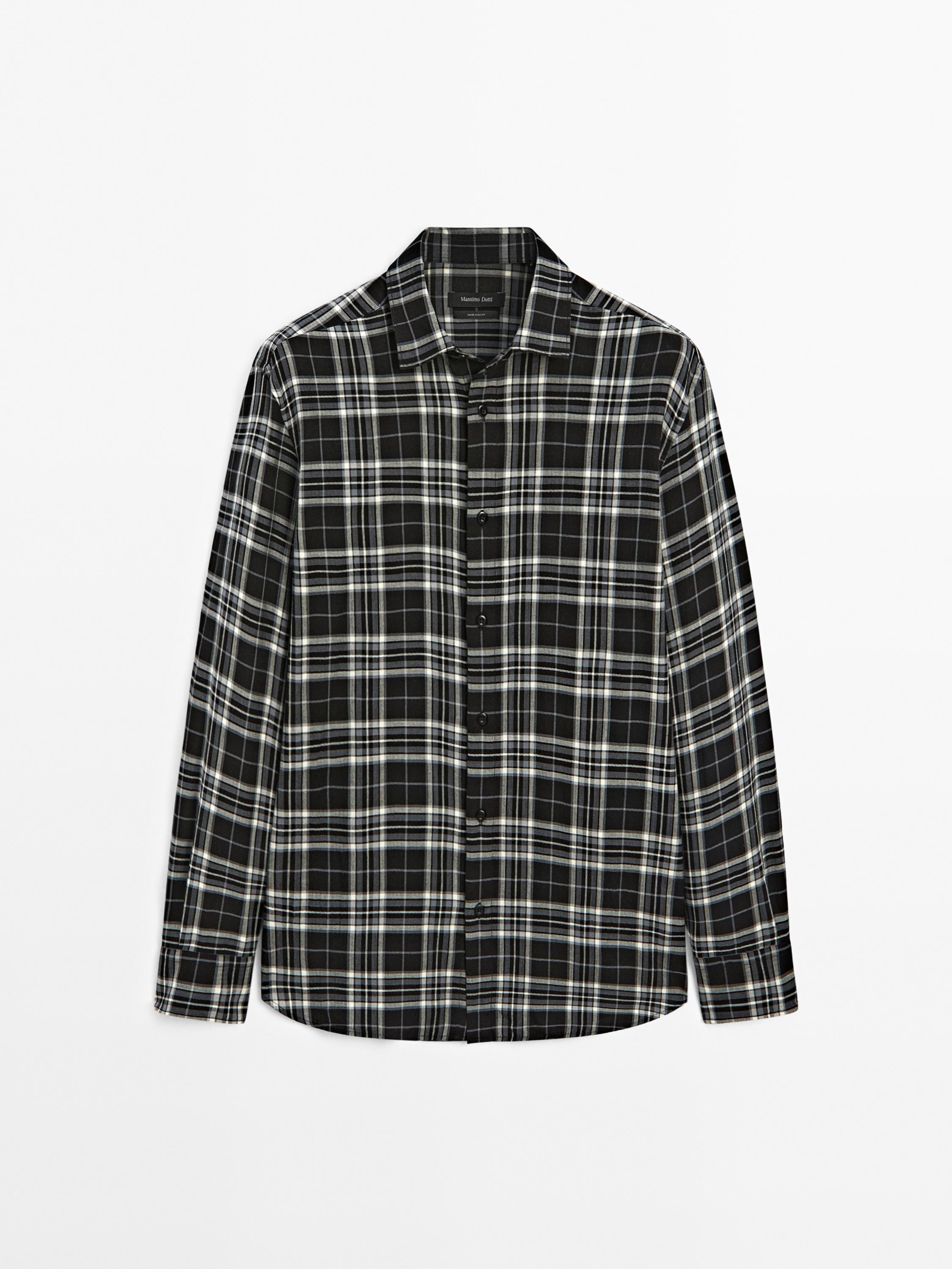 Cotton blend check shirt Massimo Dutti