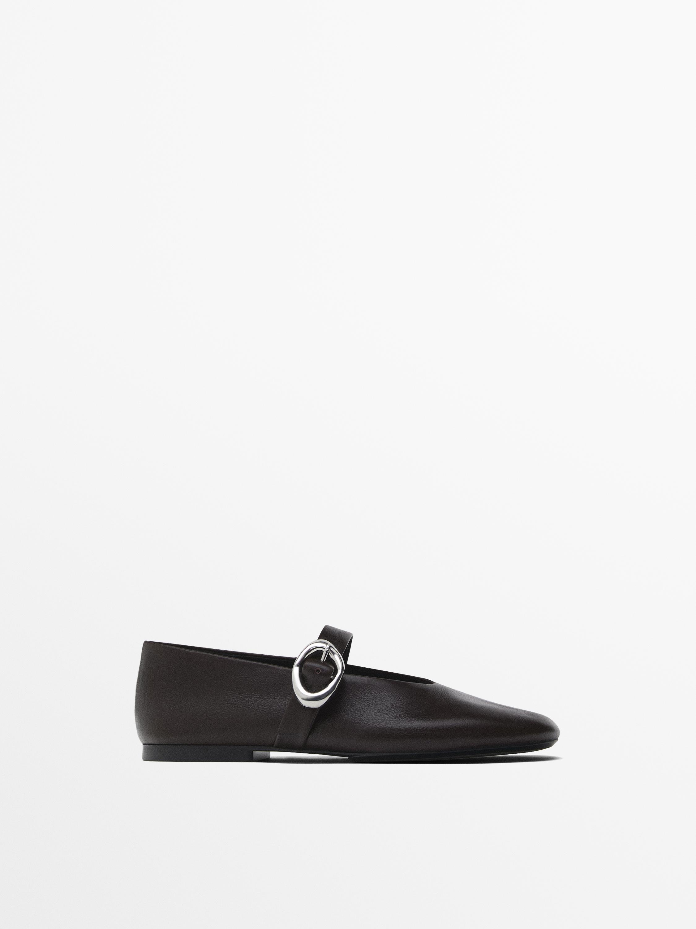 Ballet flats with metal buckle Massimo Dutti